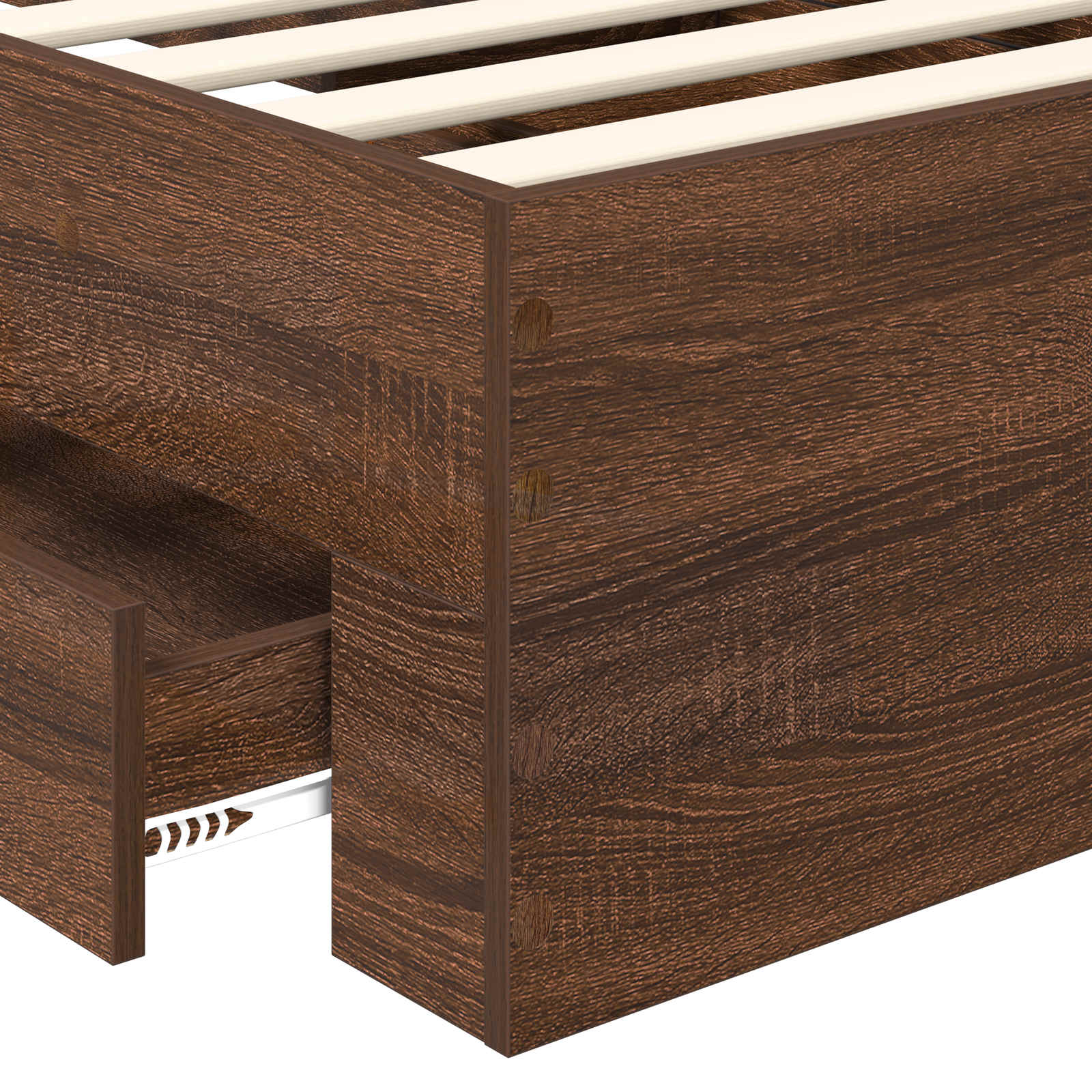 Cadre de lit avec tiroir Chêne Marron et Argent 90 x 190 cm - XIOS