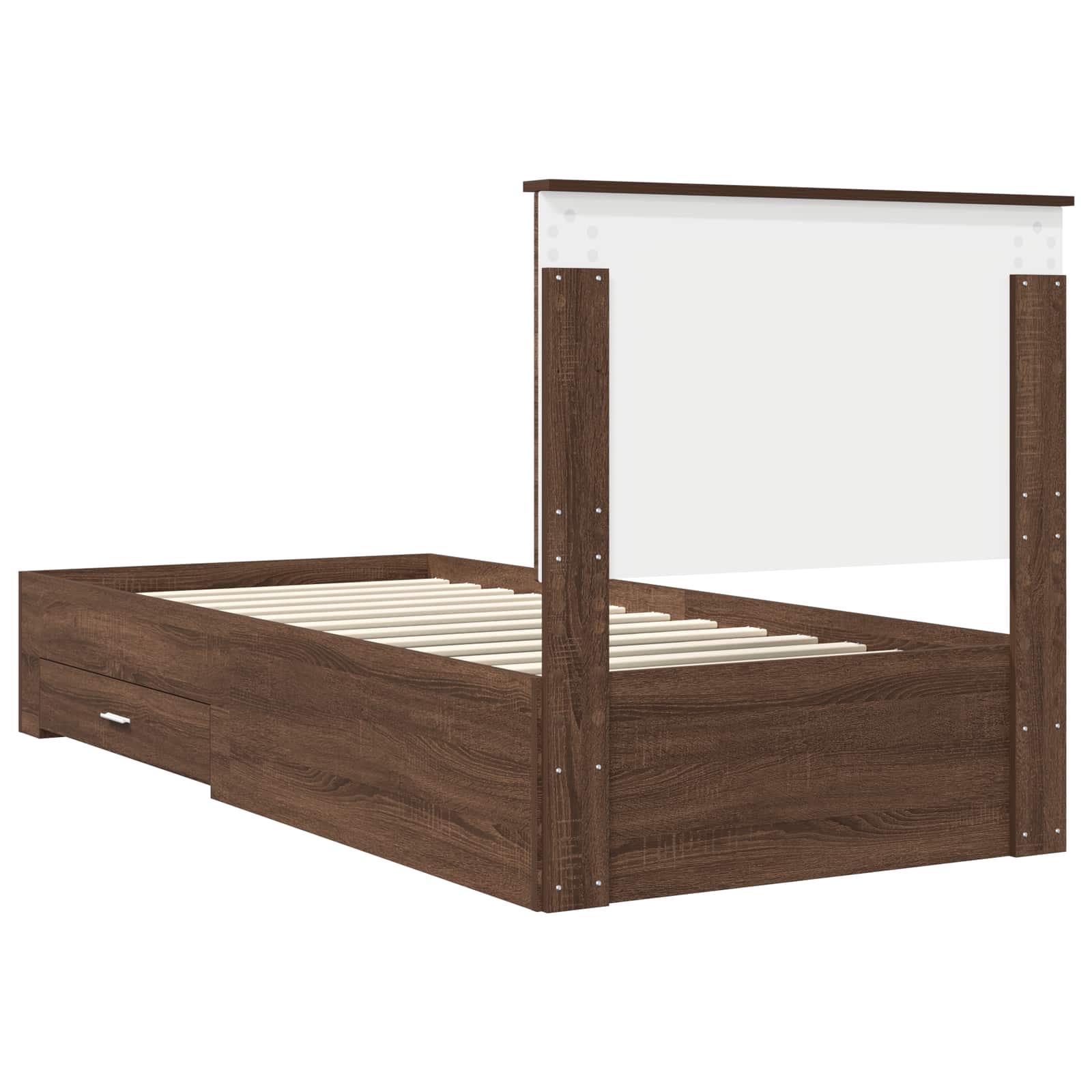 Cadre de lit avec tiroir Chêne Marron et Argent 90 x 190 cm - XIOS