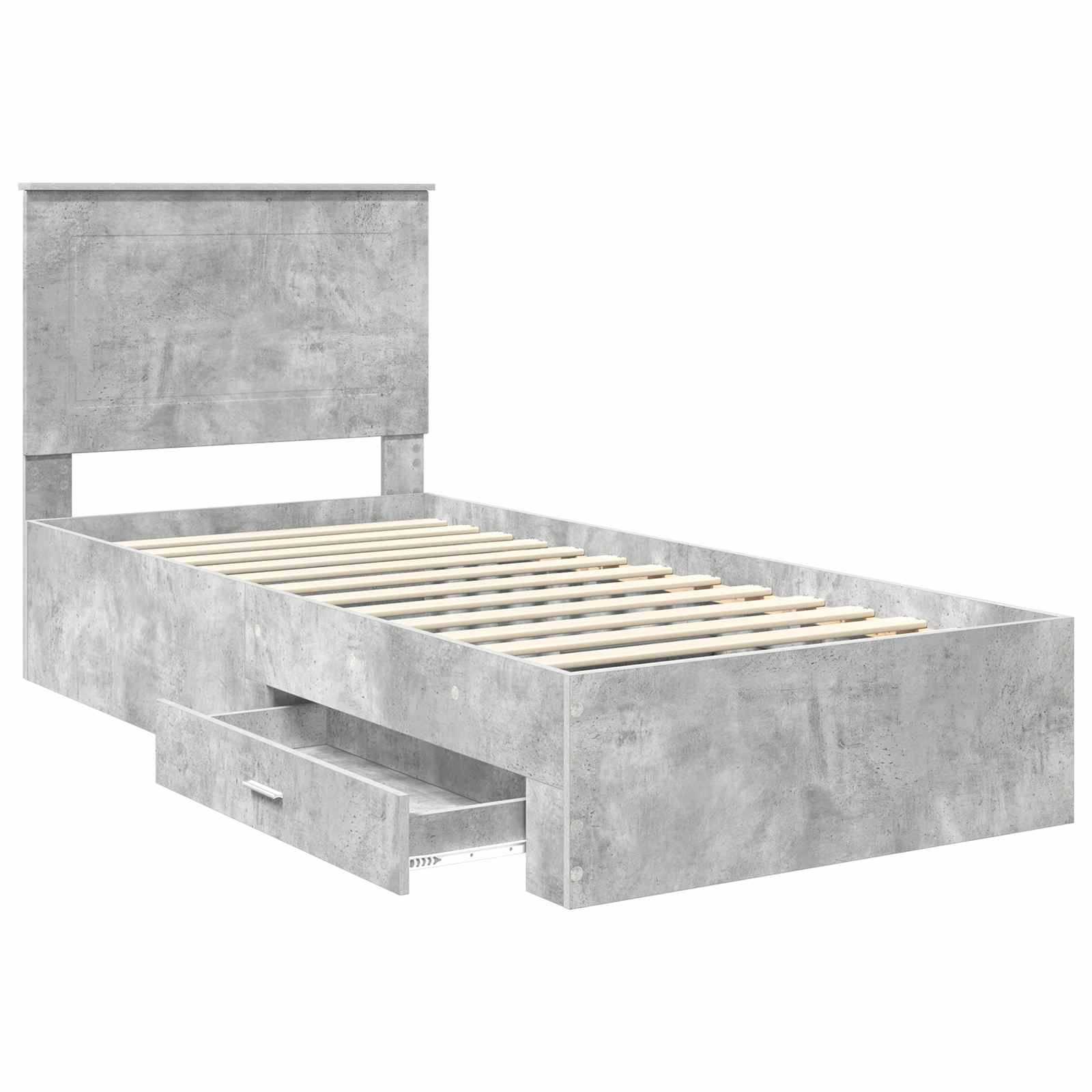 Cadre de lit Gris béton 90 x 200 cm Bois d'ingénierie - XIOS
