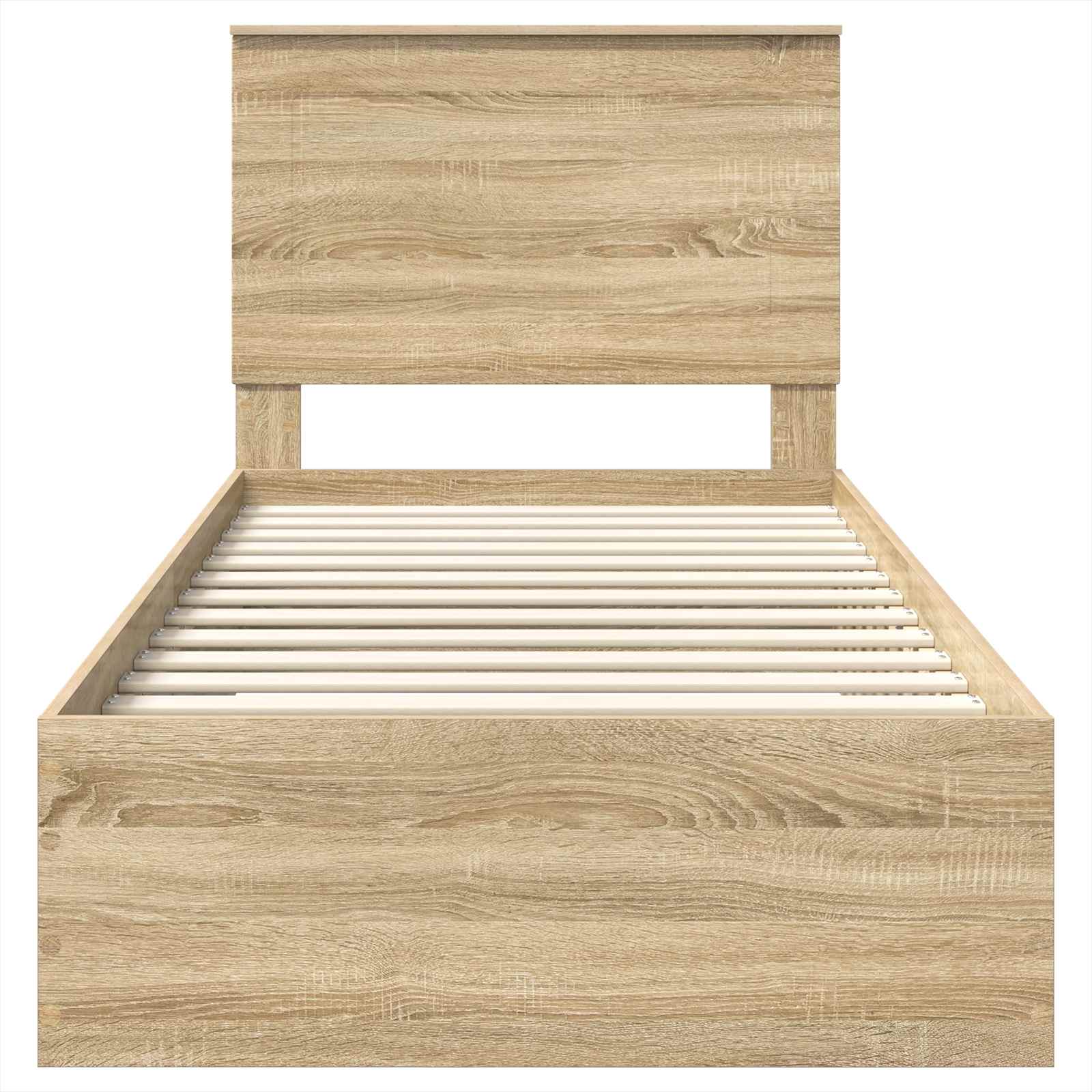 Cadre de lit Chêne Fumé et Argent 75 x 190 cm Bois d'ingénierie - XIOS