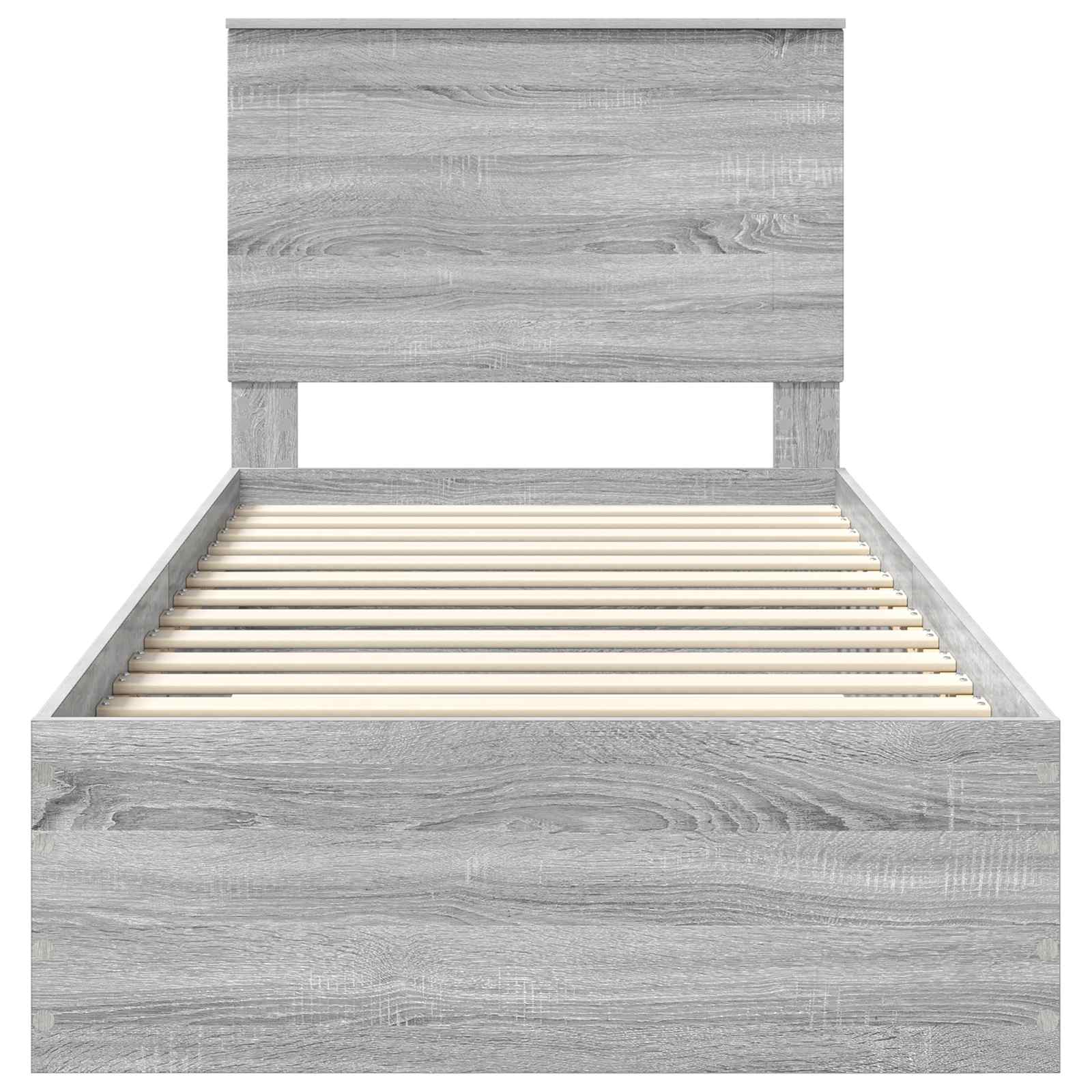 Cadre de lit avec tiroir Sonoma Gris et Argent 75 x 190 cm