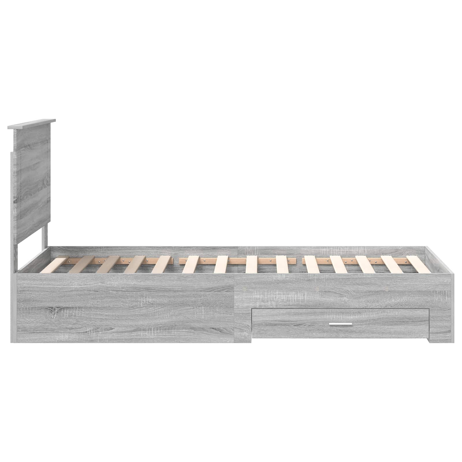 Cadre de lit avec tiroir Sonoma Gris et Argent 75 x 190 cm