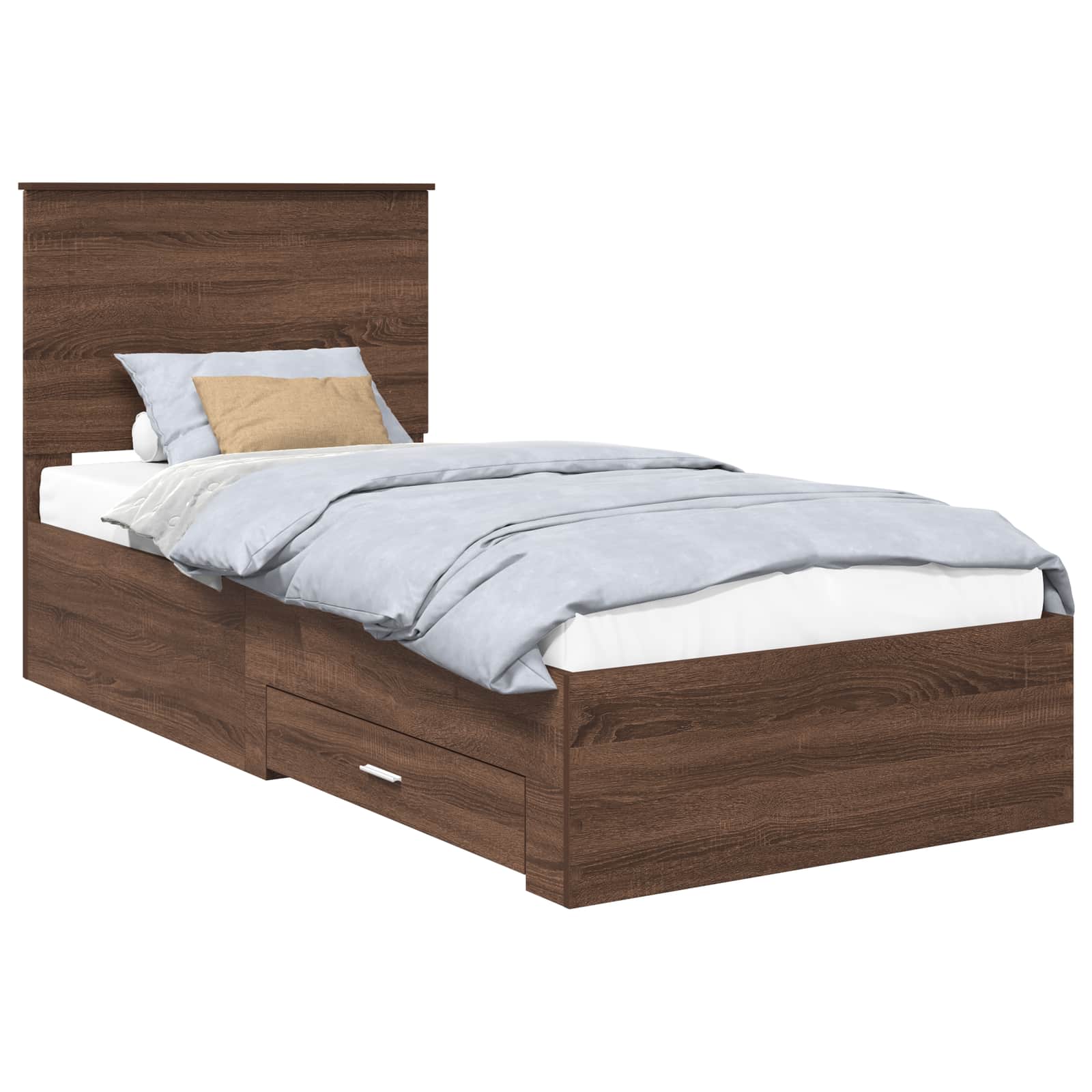 Cadre de lit Chêne Fumé et Argent 75 x 190 cm Bois d'ingénierie - XIOS