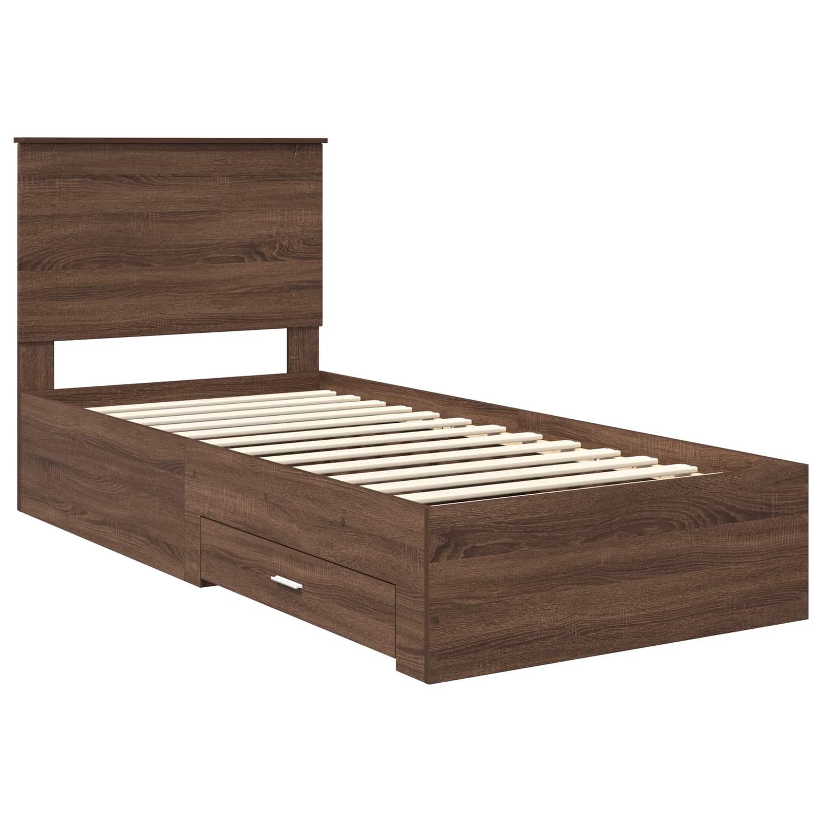 Cadre de lit Chêne Fumé et Argent 75 x 190 cm Bois d'ingénierie - XIOS