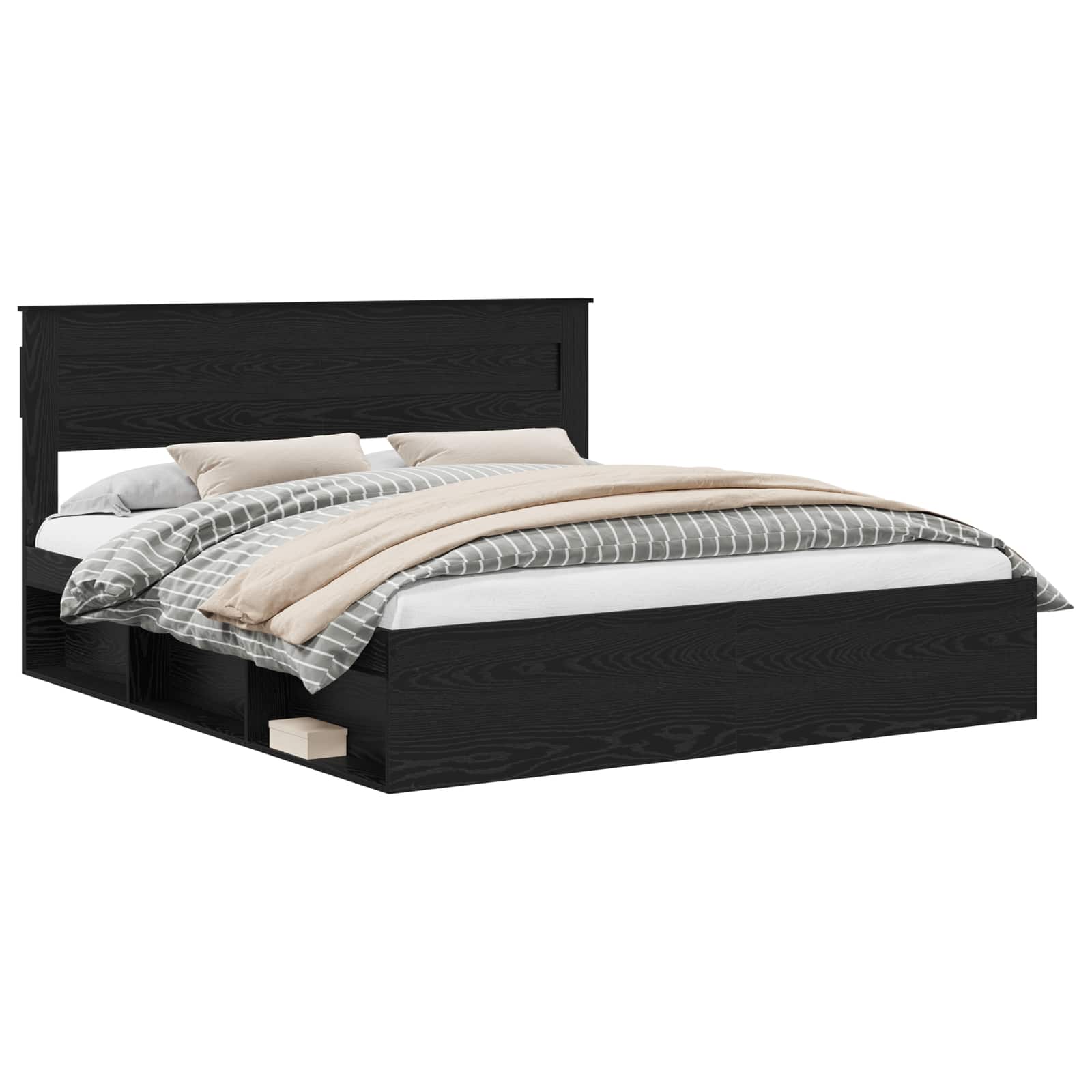 Cadre de lit avec stockage Noir 200 x 200 cm Bois de pin massif - XIOS