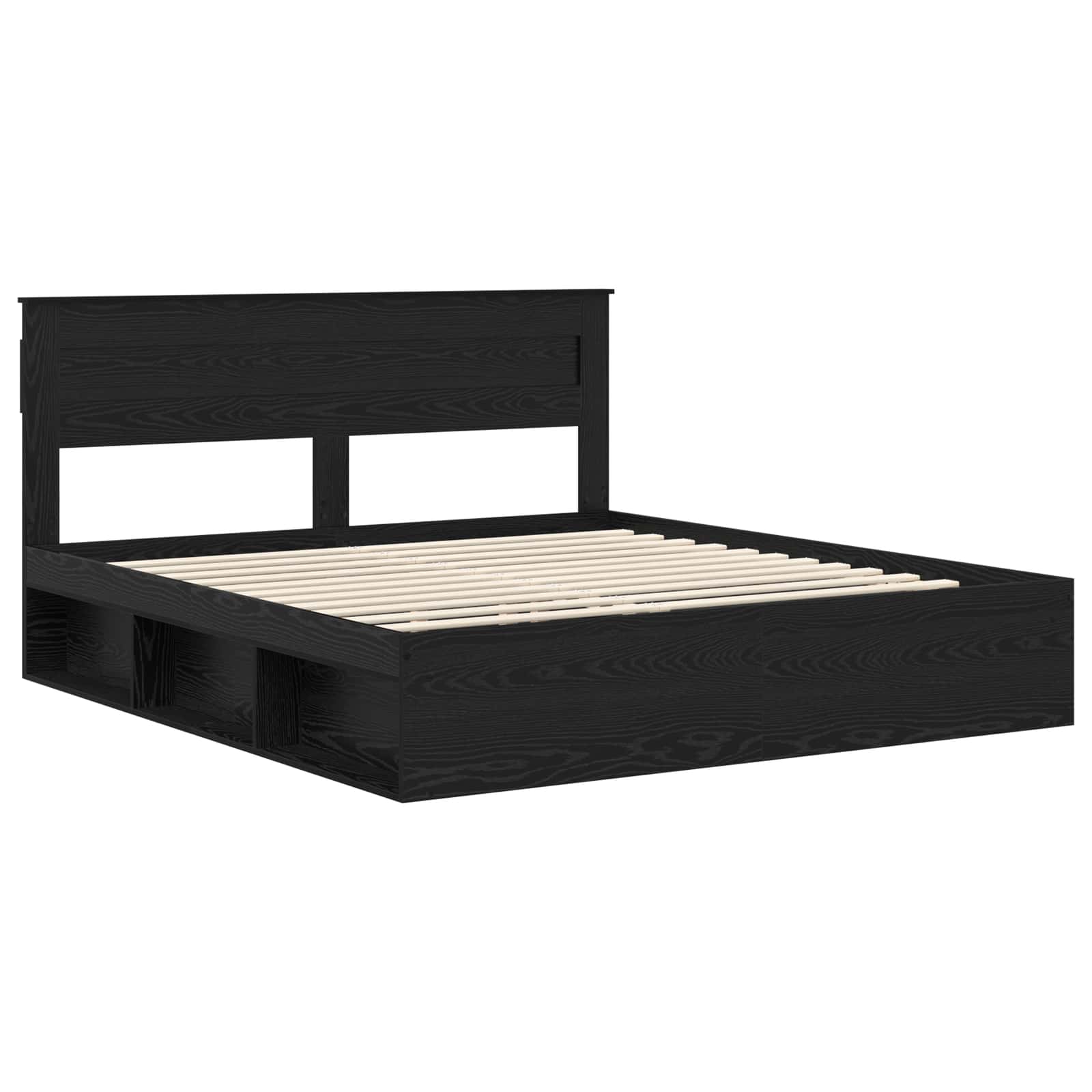 Cadre de lit avec stockage Noir 200 x 200 cm Bois de pin massif - XIOS