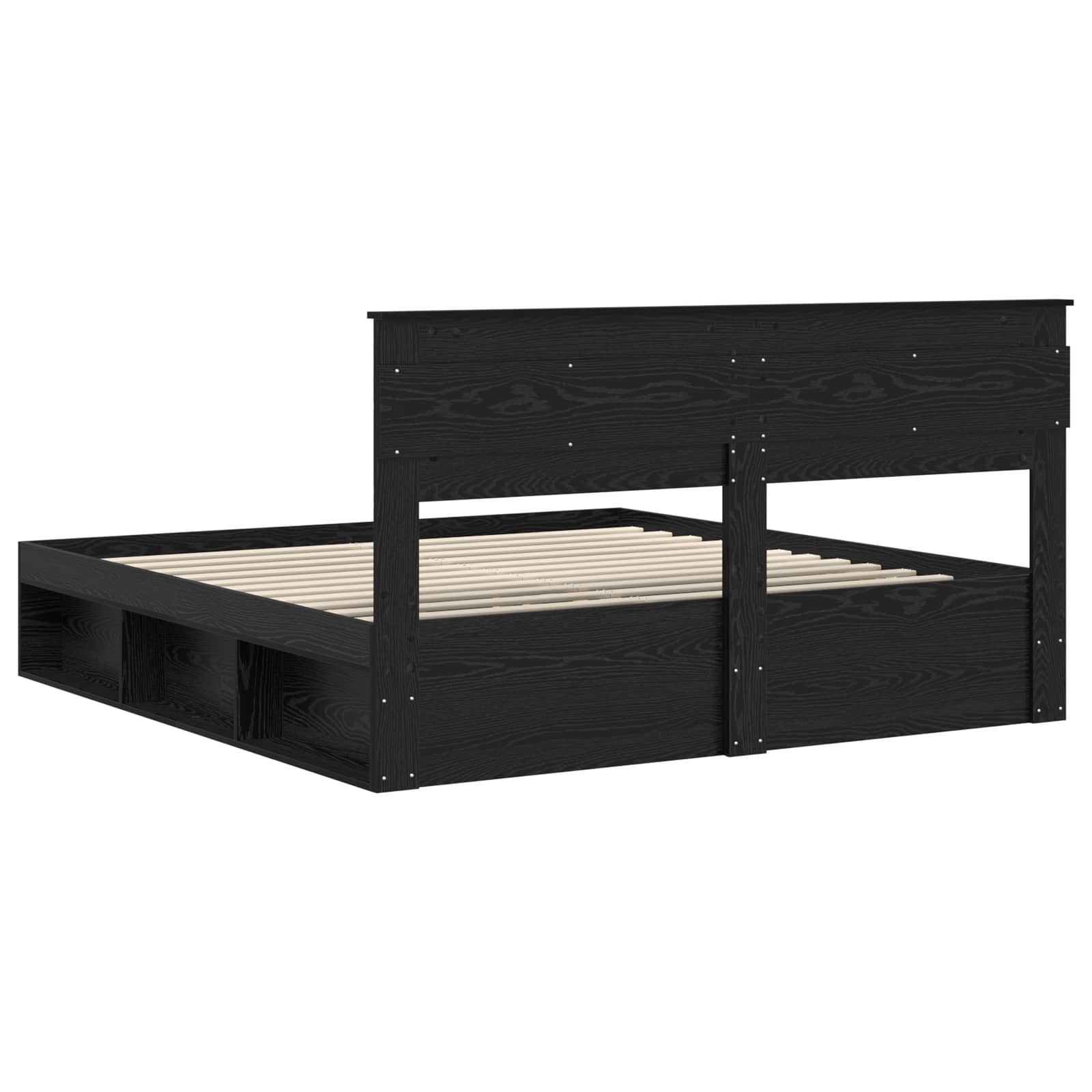 Cadre de lit avec stockage Noir 200 x 200 cm Bois de pin massif - XIOS