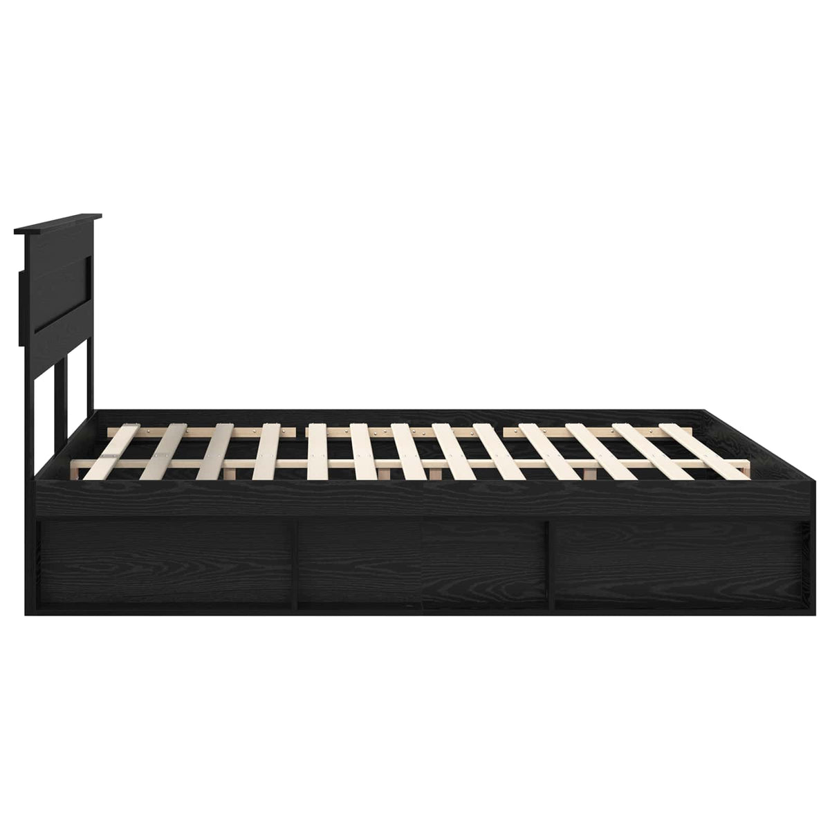 Cadre de lit Uni Noir 200 x 200 cm Bois de pin massif