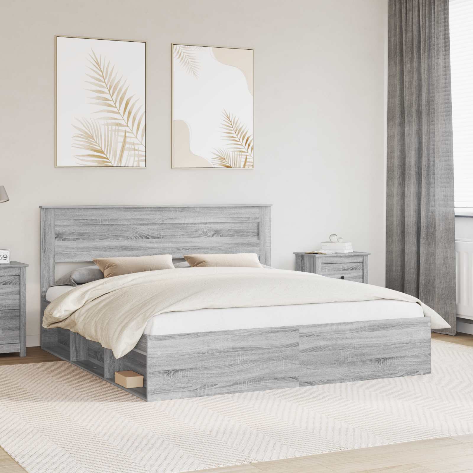 Cadre de lit Gris Sonoma 180 x 200 cm Bois de pin massif