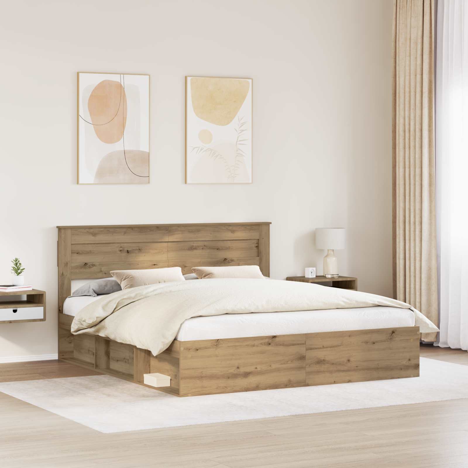 Cadre de lit Chêne artisan 180 x 200 cm Pin massif - XIOS