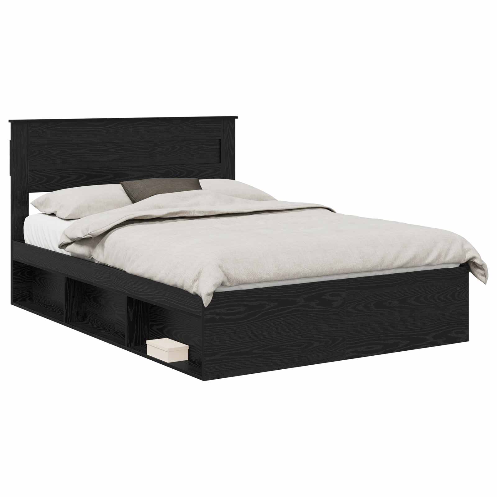 Cadre de lit avec matelas Noir 160 x 200 cm Pin massif - XIOS