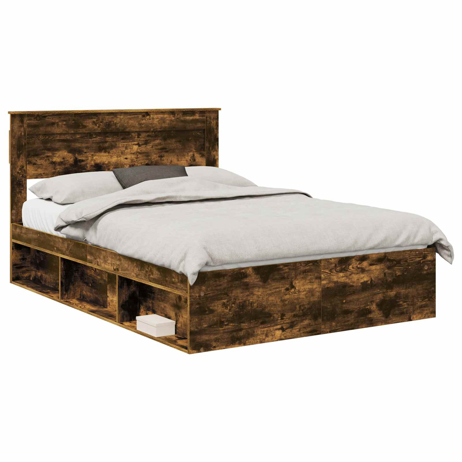 Cadre de lit Uni Chêne fumé 150 x 200 cm Bois de pin massif