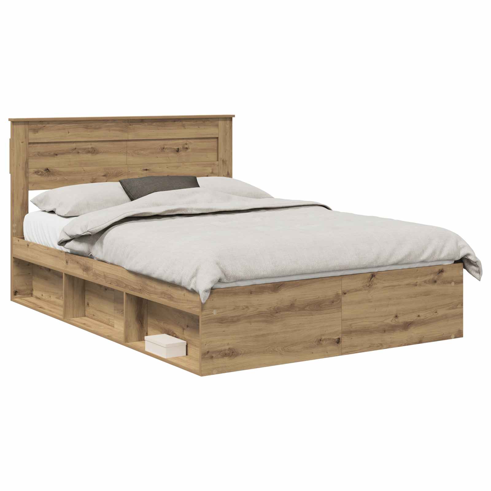 Cadre de lit Chêne artisan 140 x 190 cm Bois de pin massif