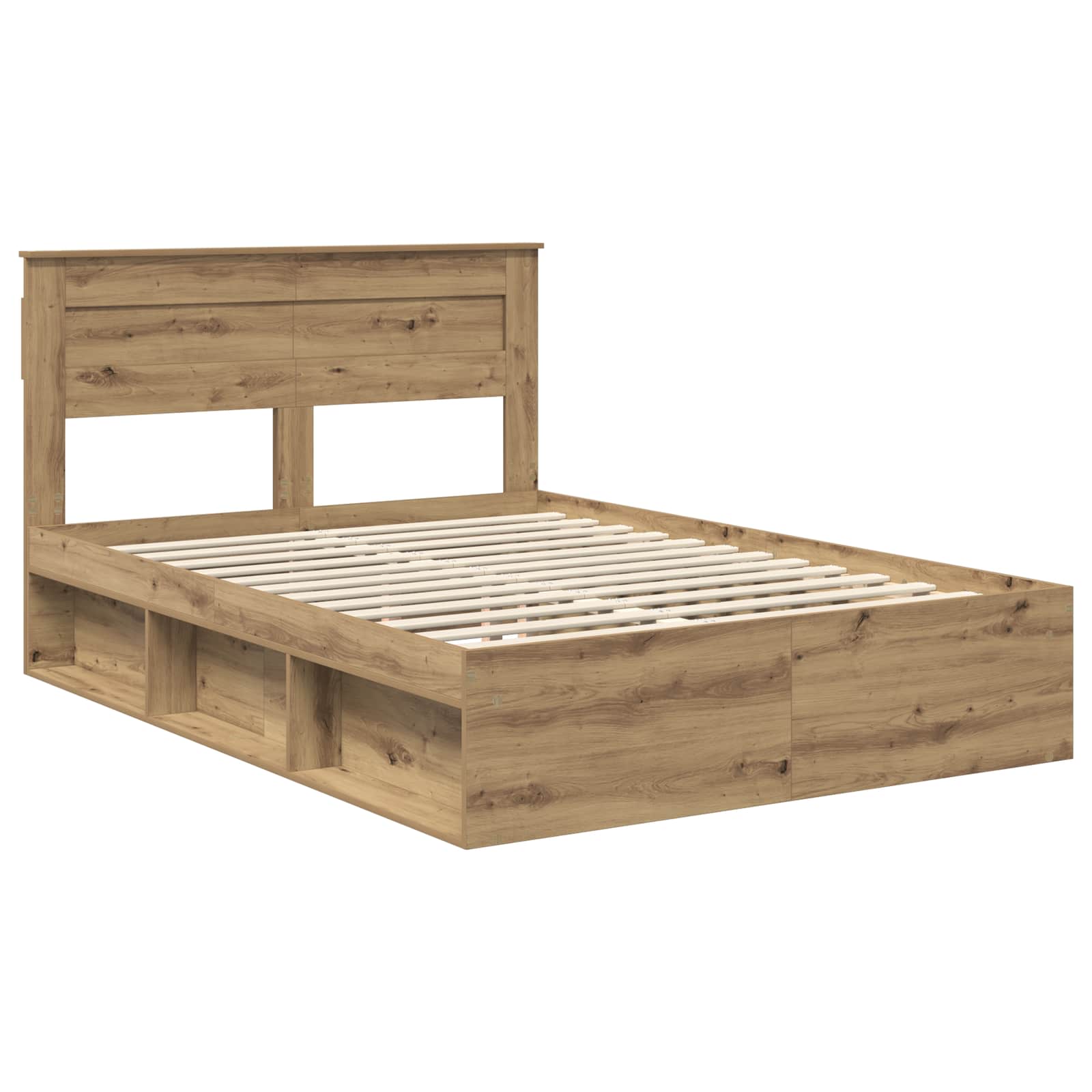 Cadre de lit Chêne artisan 140 x 190 cm Bois de pin massif