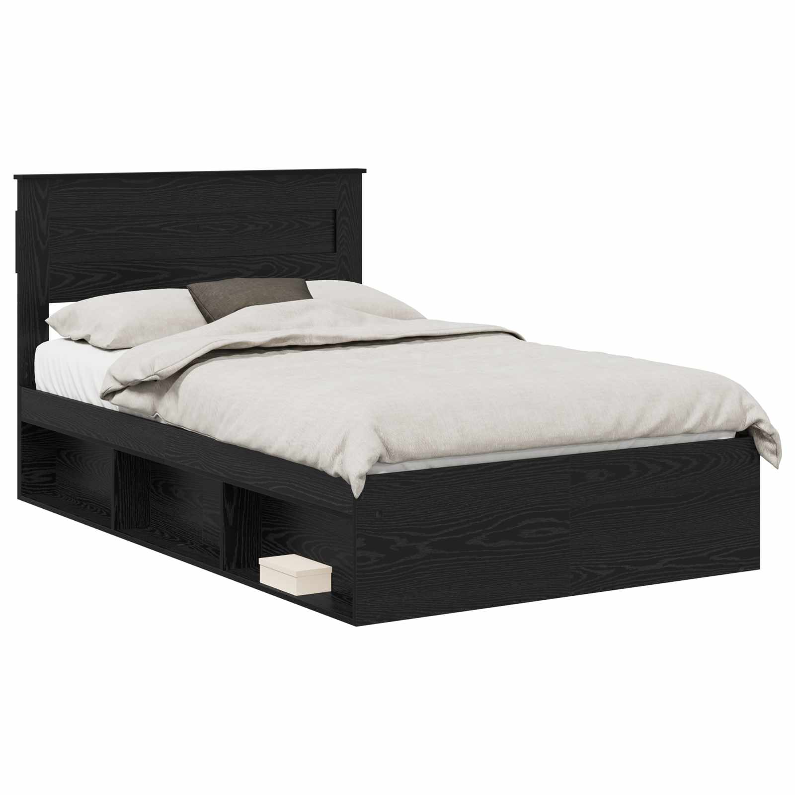 Cadre de lit Uni Noir 135 x 190 cm Bois de pin massif