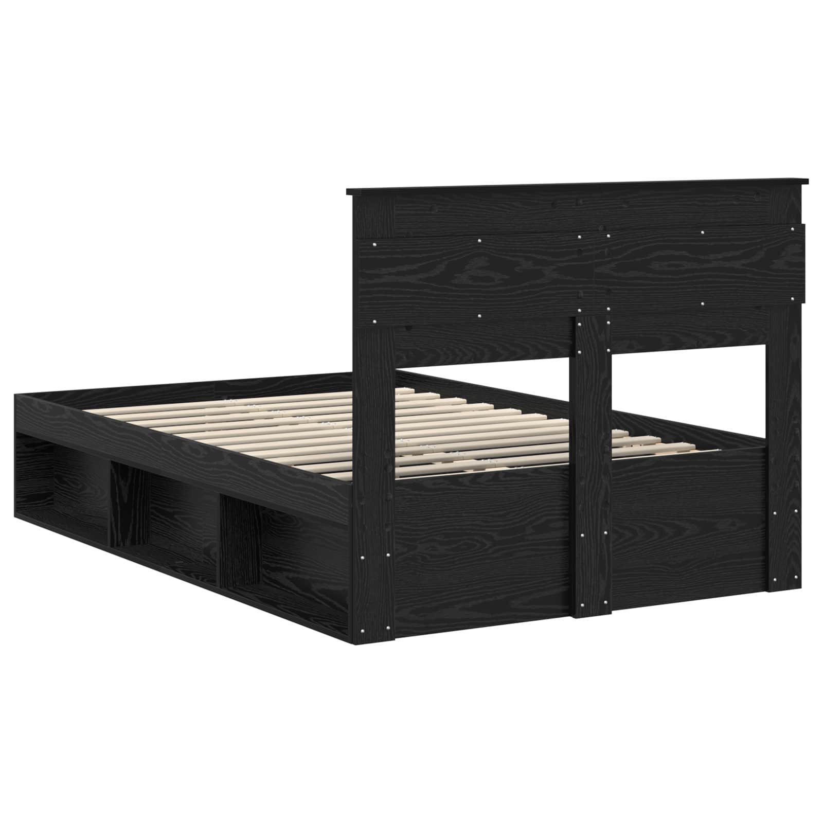 Cadre de lit Uni Noir 135 x 190 cm Bois de pin massif