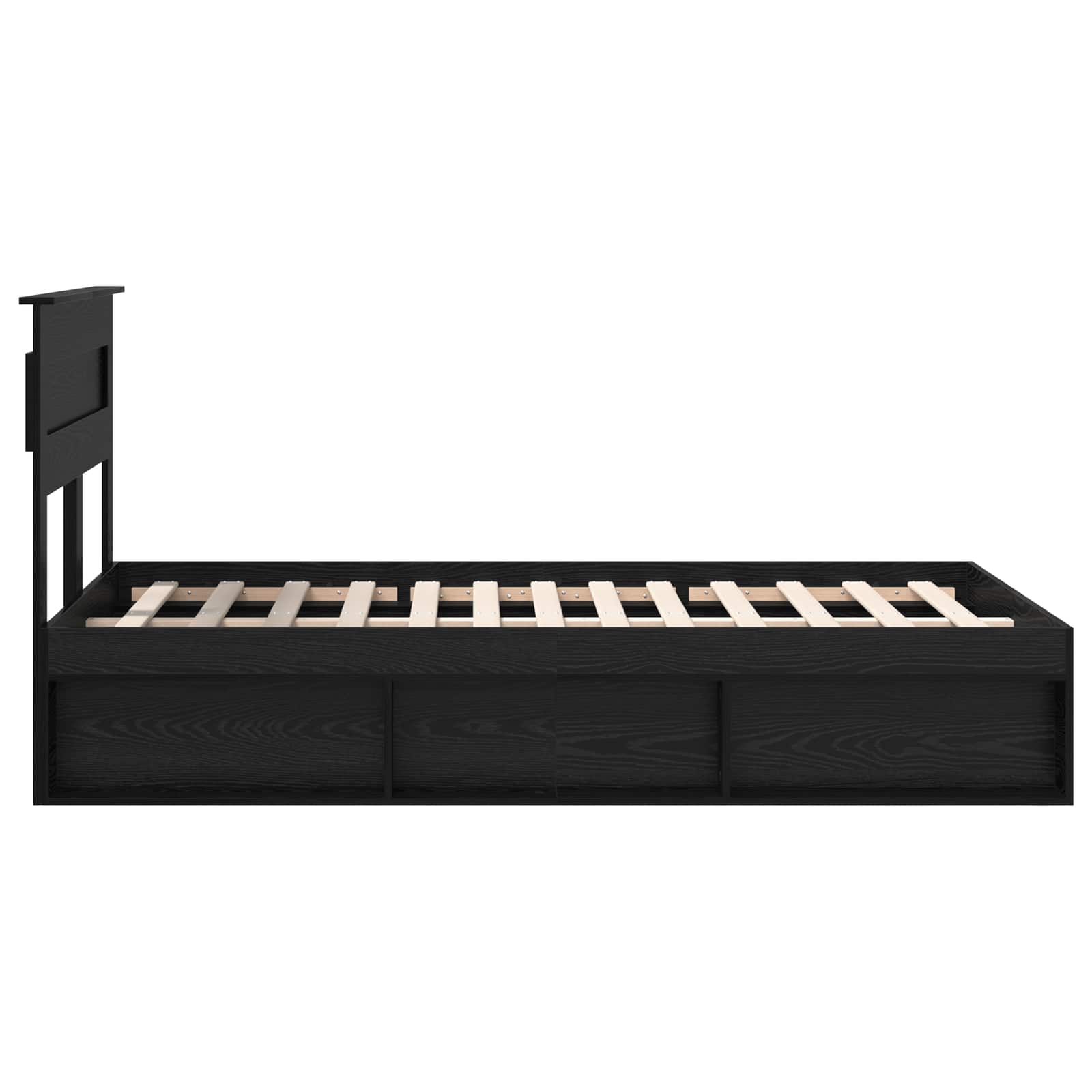 Cadre de lit Uni Noir 135 x 190 cm Bois de pin massif