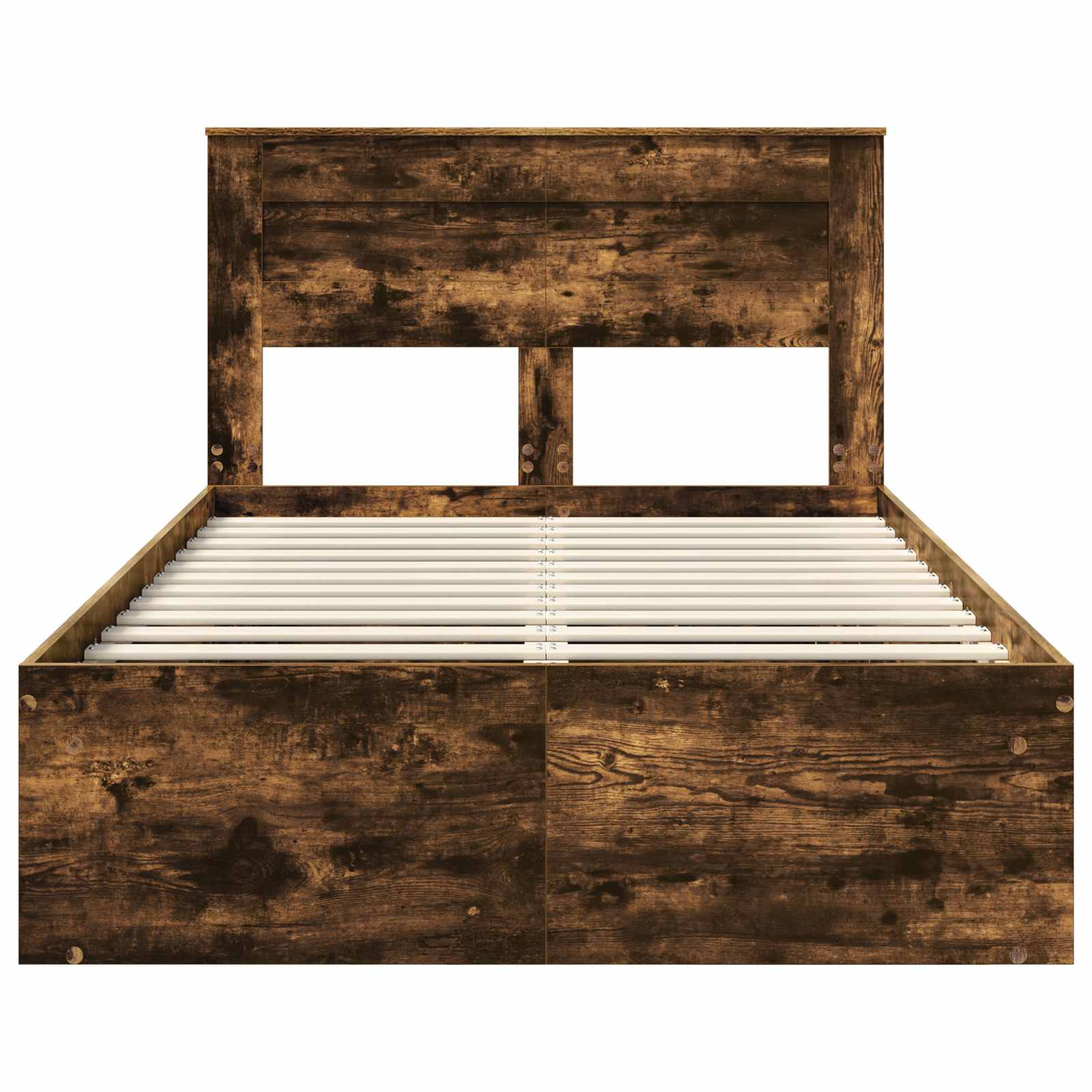Cadre de lit avec matelas Chêne fumé 135 x 190 cm Pin massif - XIOS