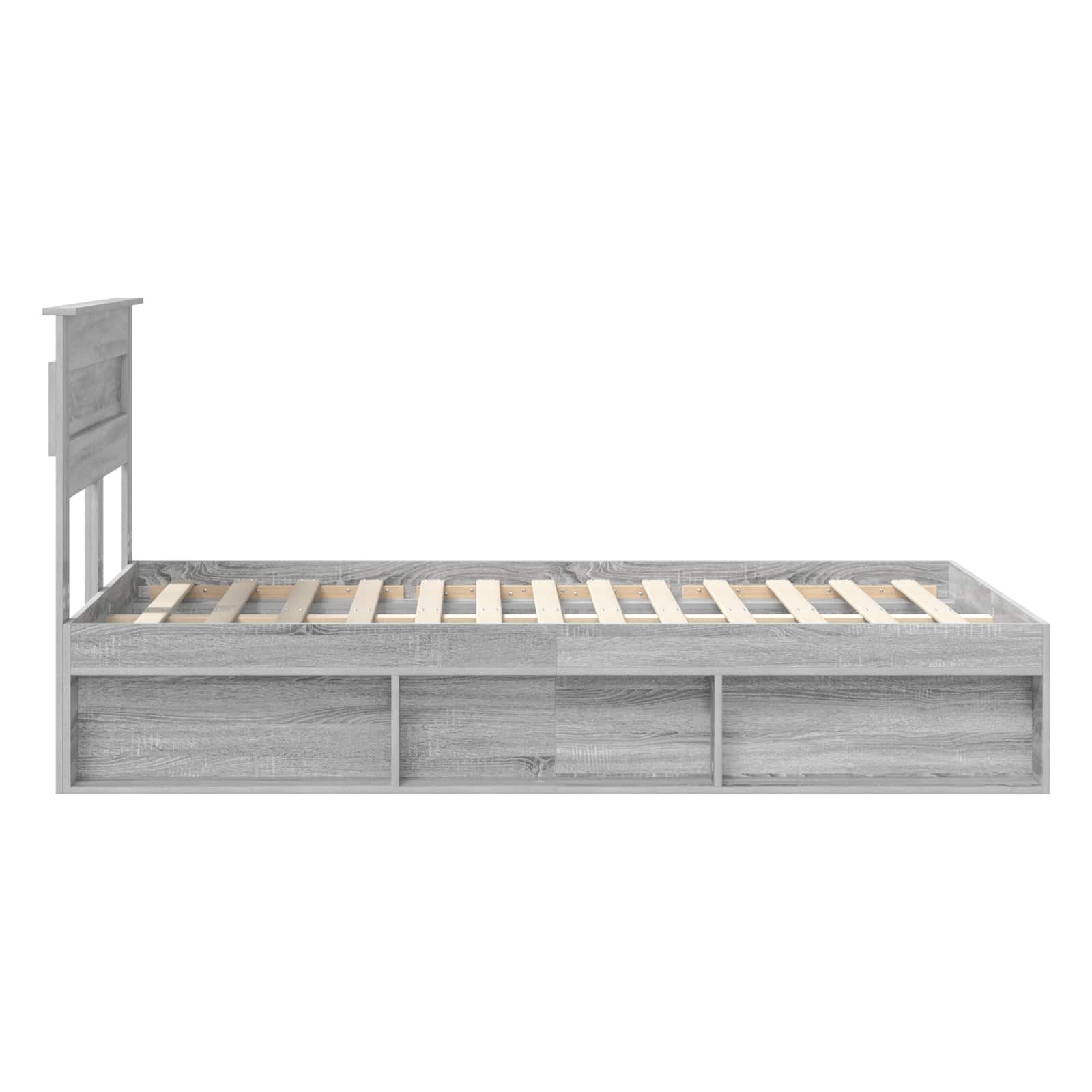 Cadre de lit Uni Gris Sonoma 135 x 190 cm Bois de pin massif