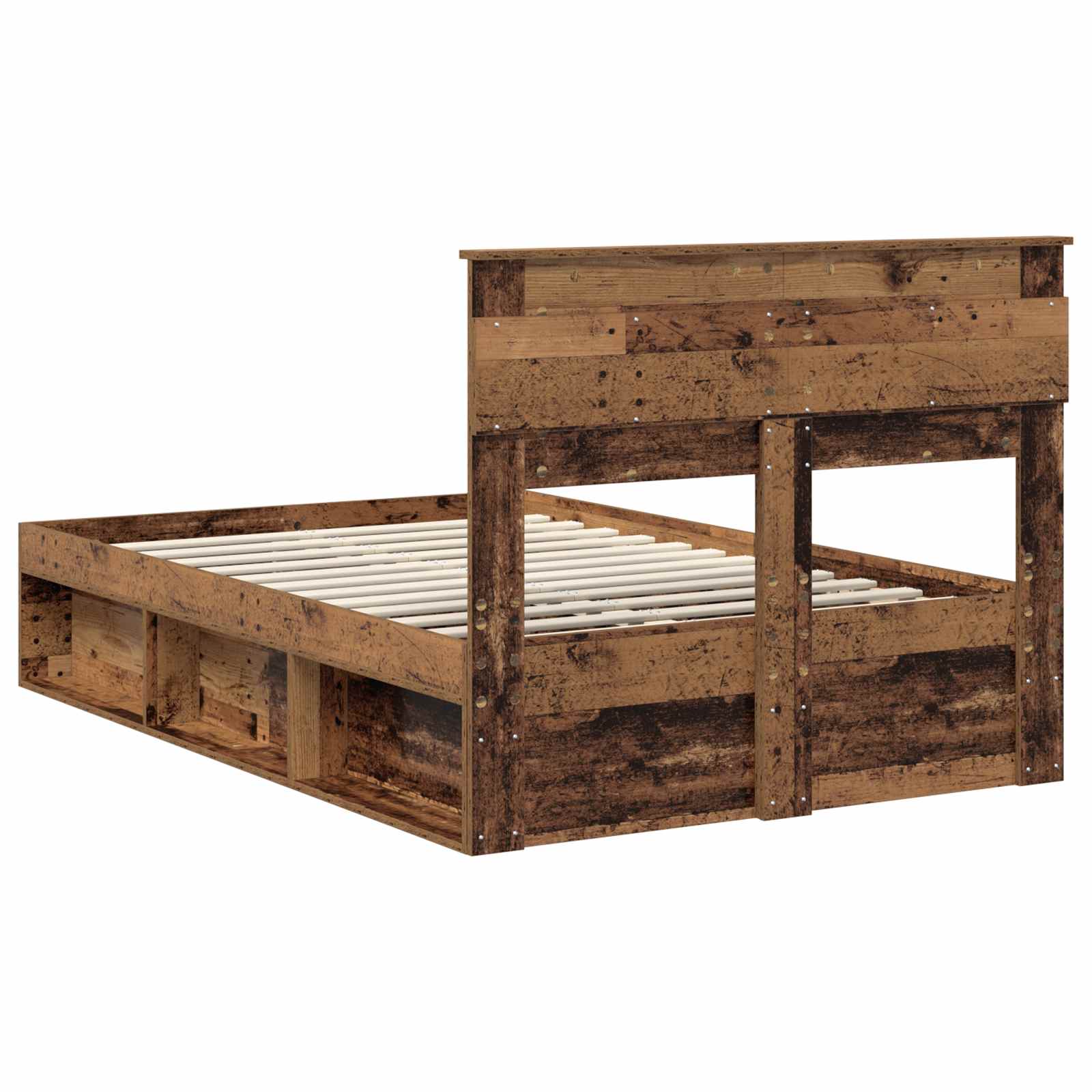 Cadre de lit avec matelas Bois ancien 135 x 190 cm Pin massif - XIOS