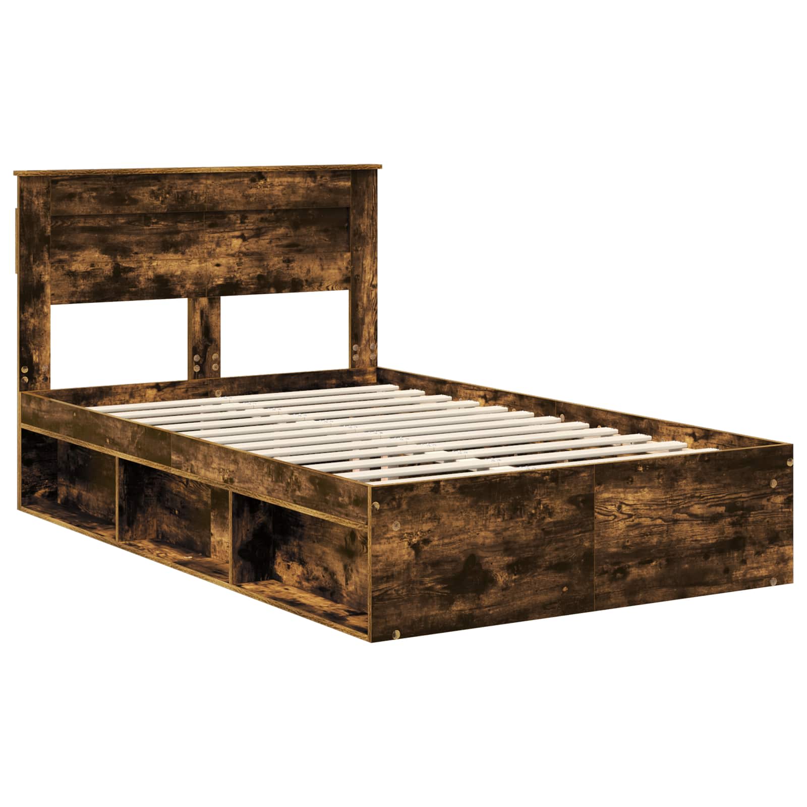Cadre de lit Chêne fumé 120 x 190 cm Bois de pin massif - XIOS