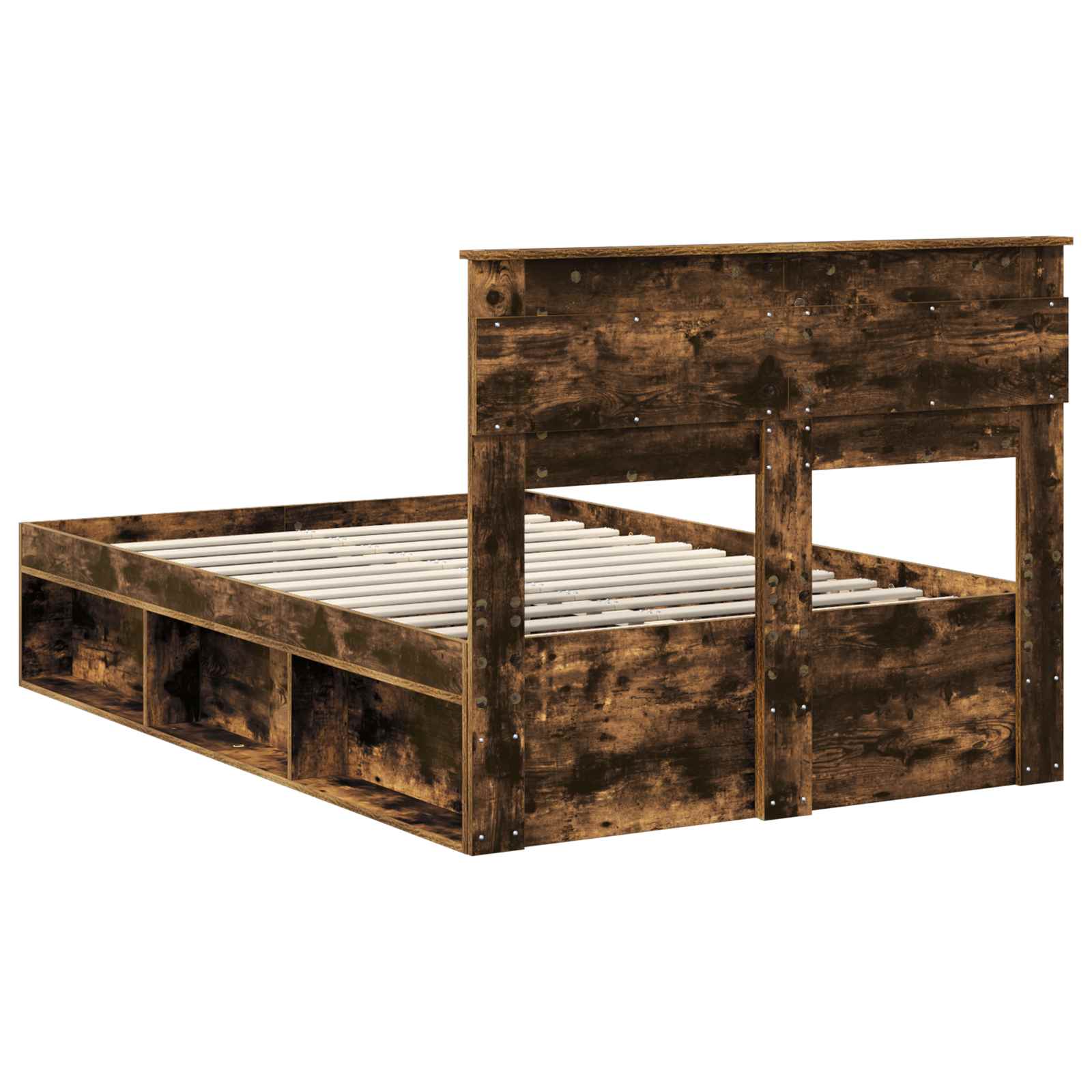 Cadre de lit Chêne fumé 120 x 190 cm Bois de pin massif - XIOS