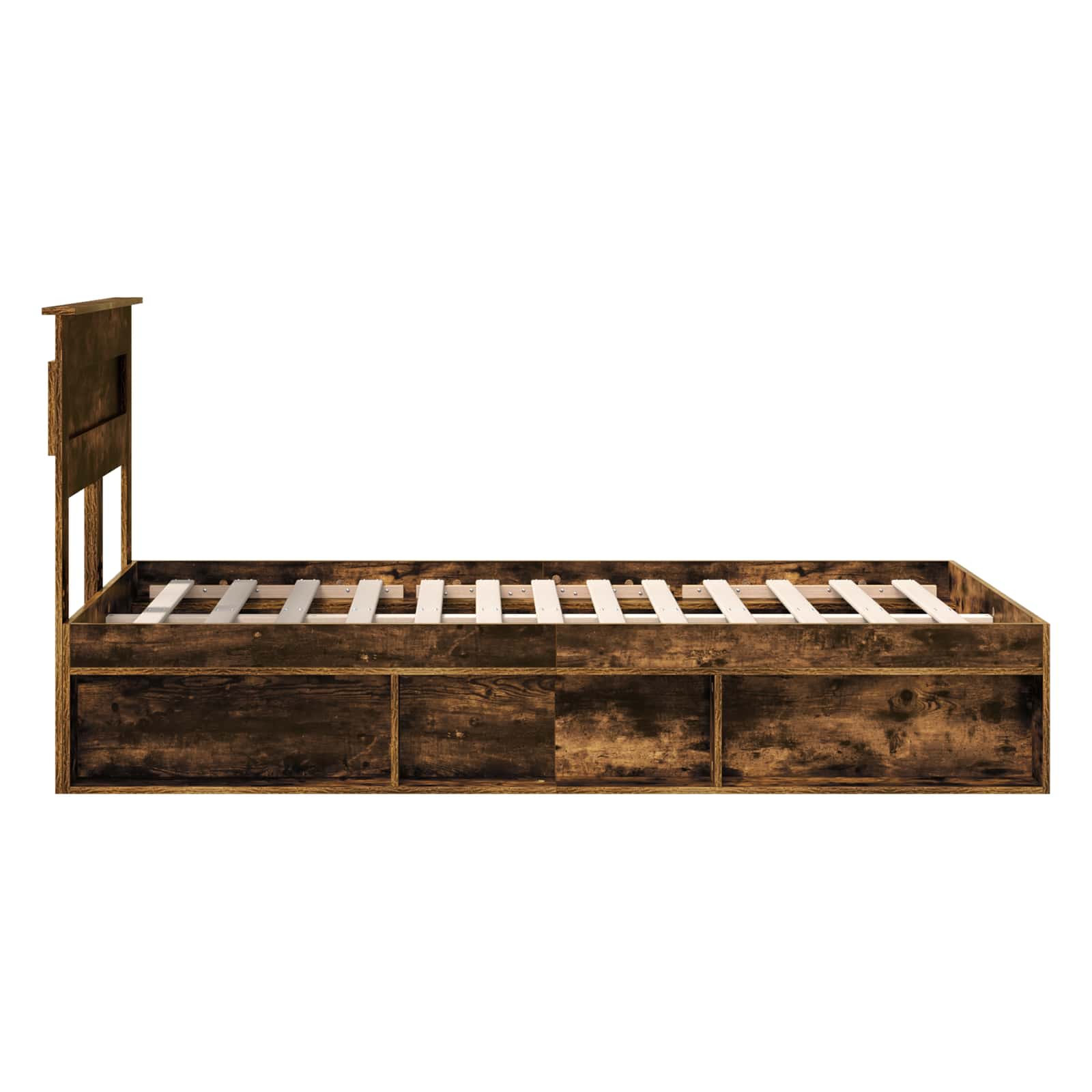 Cadre de lit Chêne fumé 120 x 190 cm Bois de pin massif - XIOS