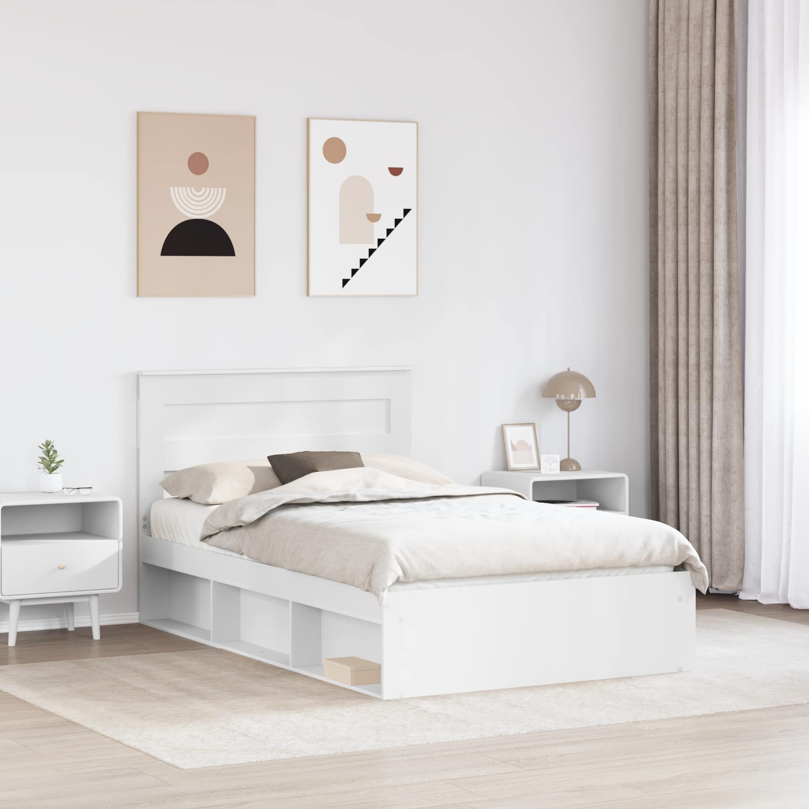 Cadre de lit Blanc 120 x 200 cm Bois de pin massif - XIOS