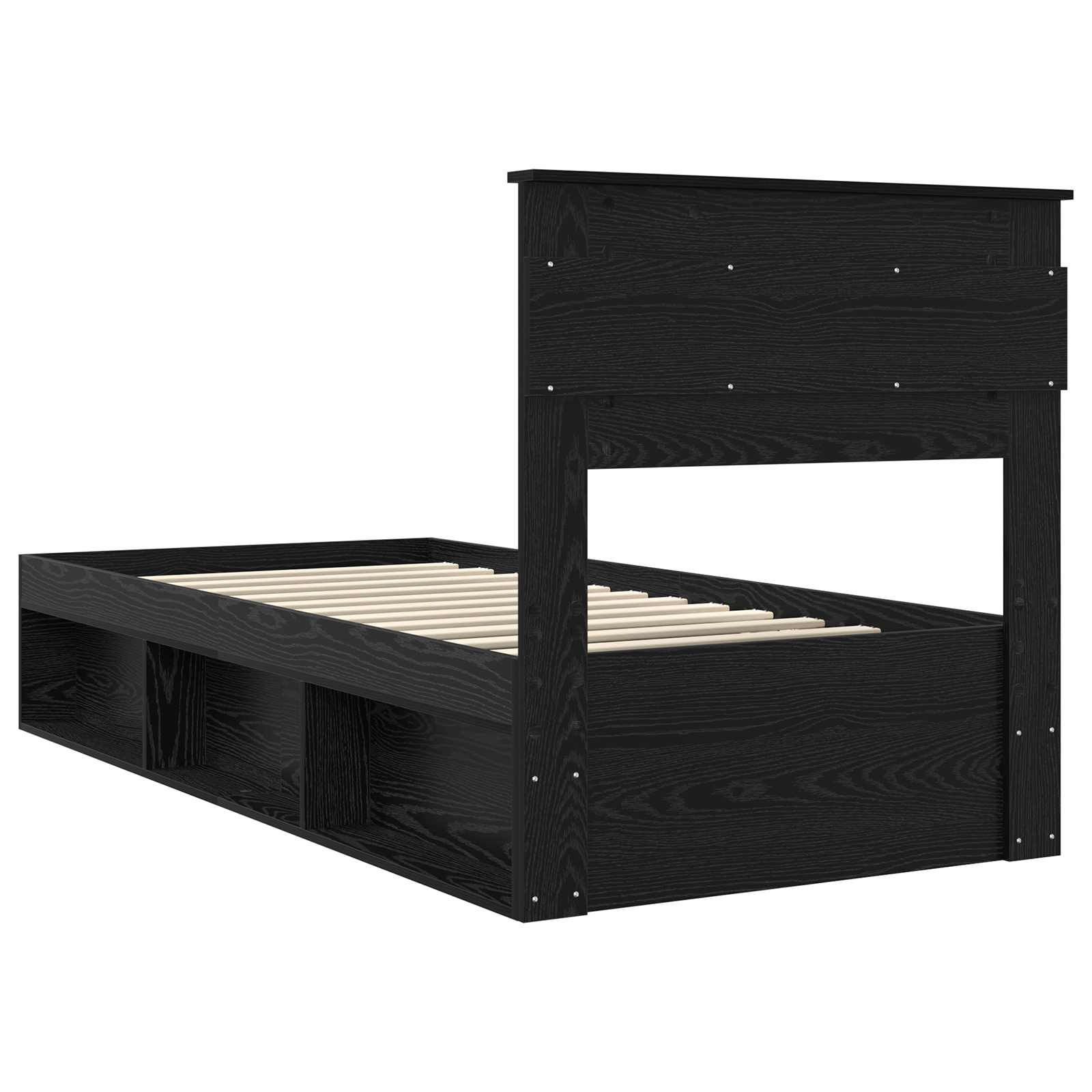 Cadre de lit avec matelas Noir 100 x 200 cm Pin massif - XIOS