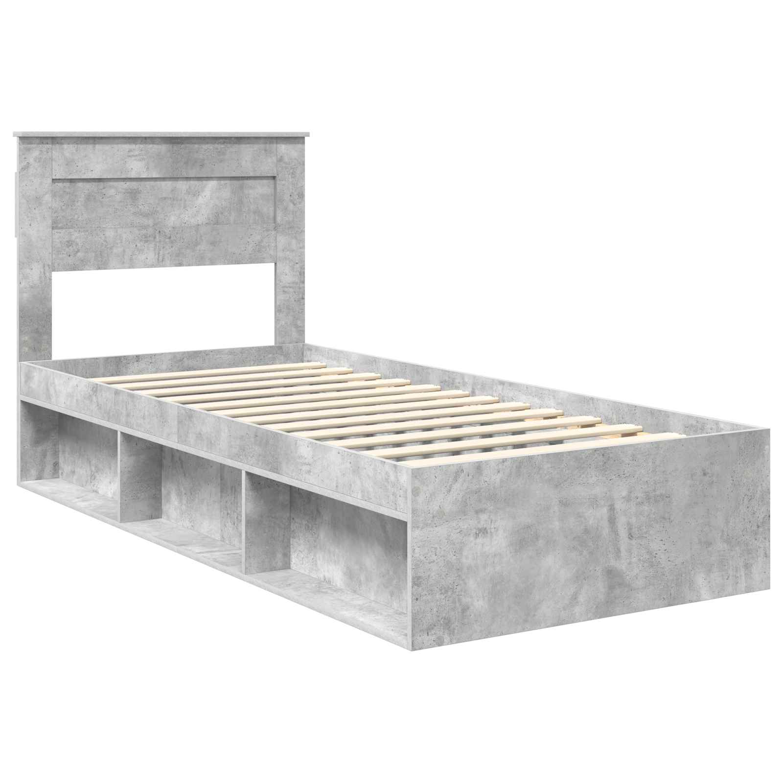 Cadre de lit avec matelas Gris Béton 100 x 200 cm Pin massif - XIOS