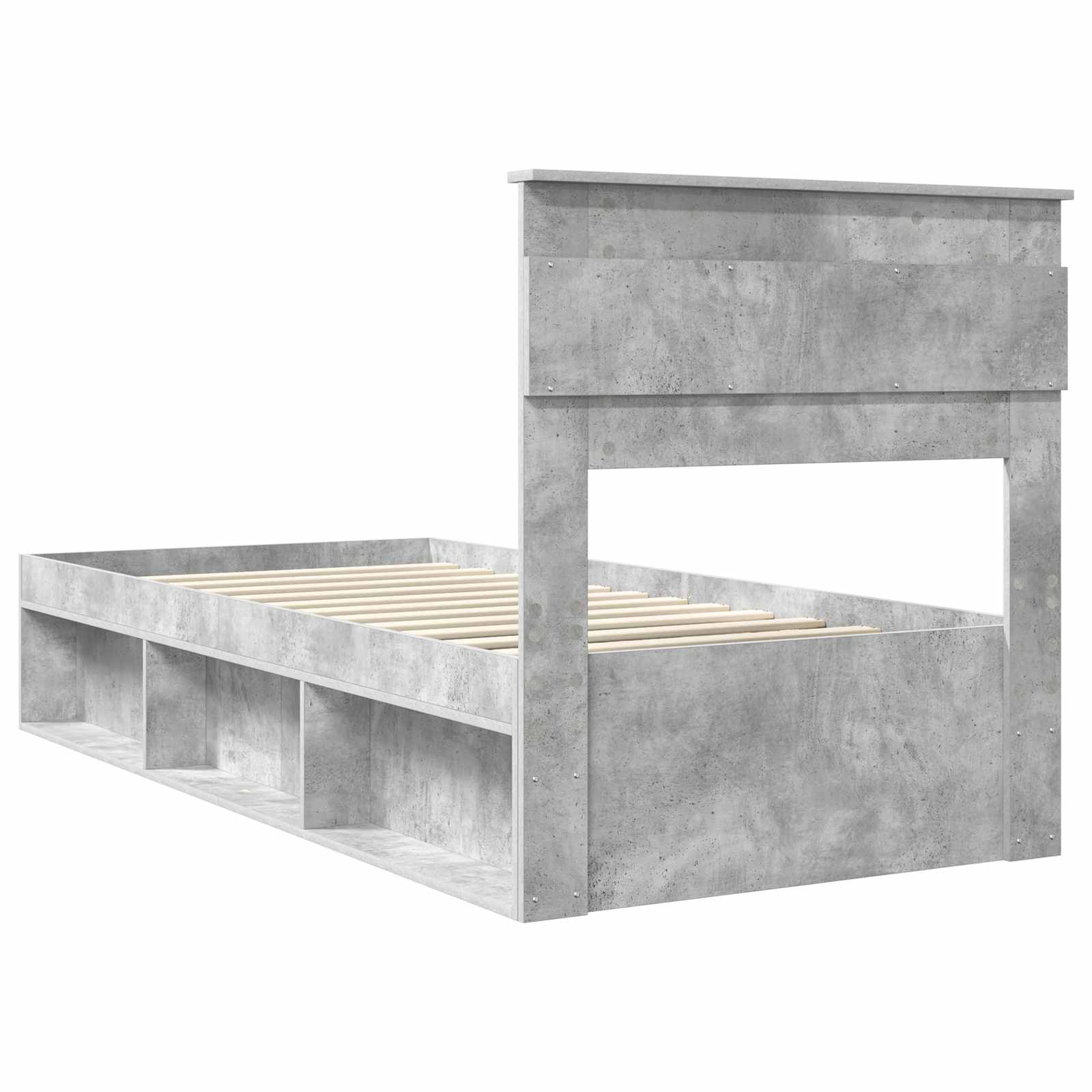 Cadre de lit avec matelas Gris Béton 100 x 200 cm Pin massif - XIOS