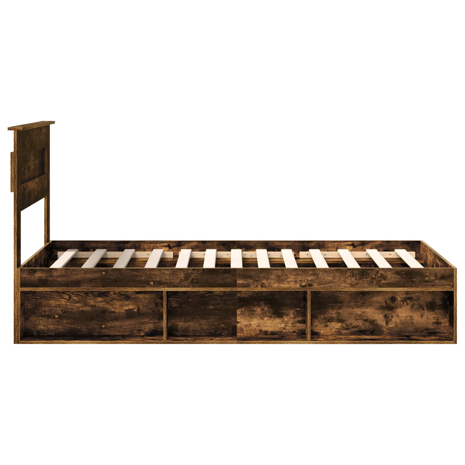 Cadre de lit avec matelas Chêne fumé 90 x 190 cm Pin massif - XIOS