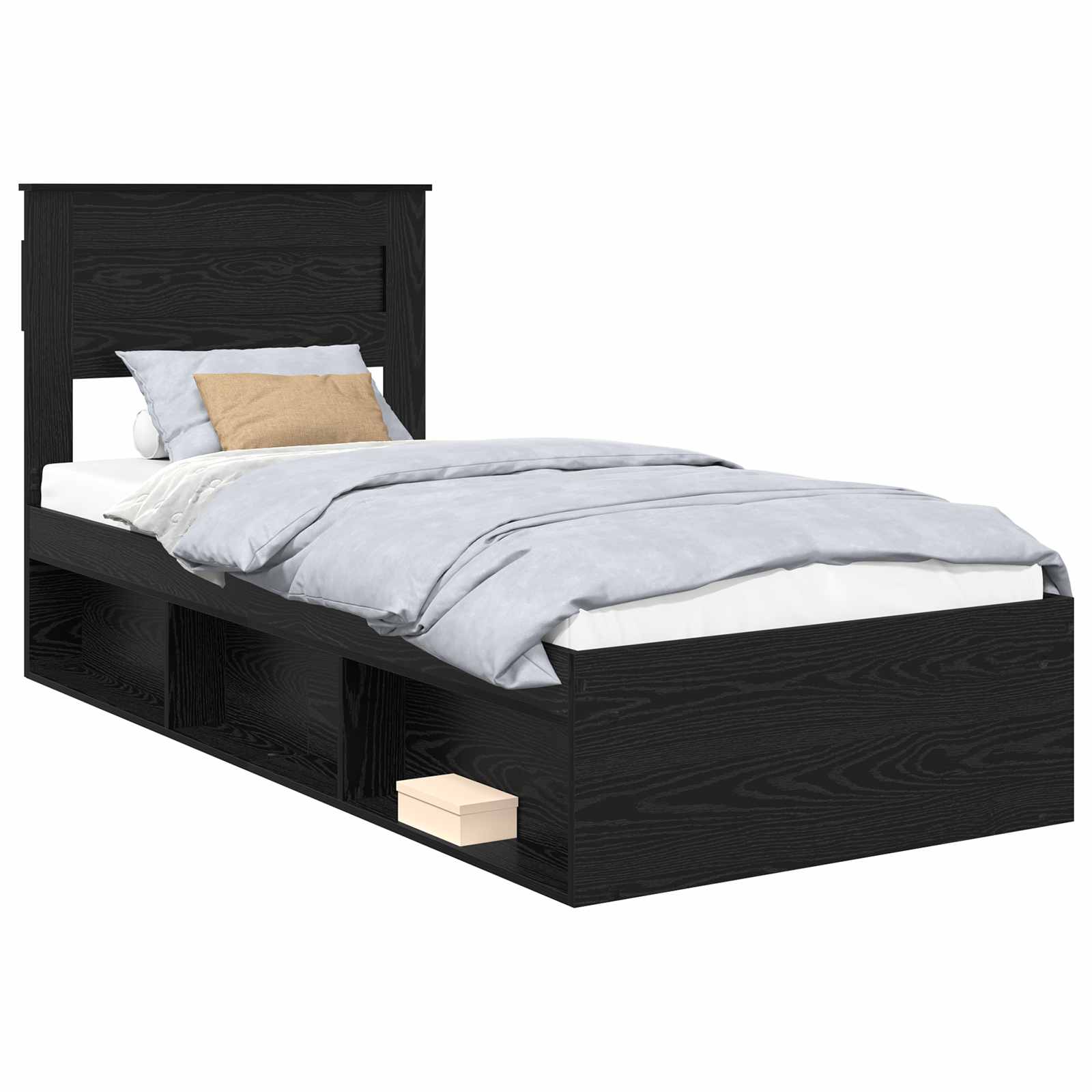 Cadre de lit avec matelas Noir 90 x 200 cm Pin massif - XIOS