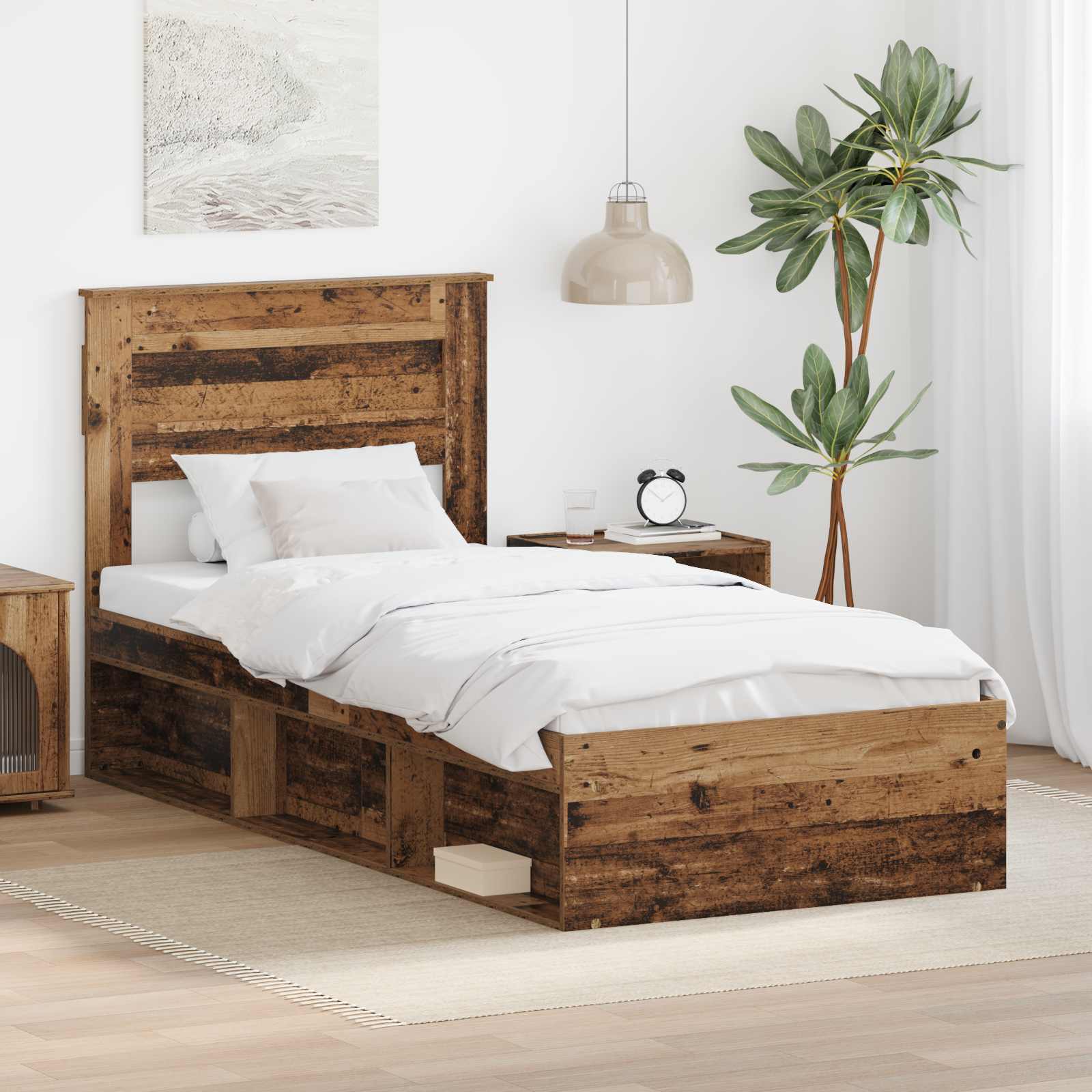 Cadre de lit Bois ancien 90 x 200 cm Bois de pin massif - XIOS