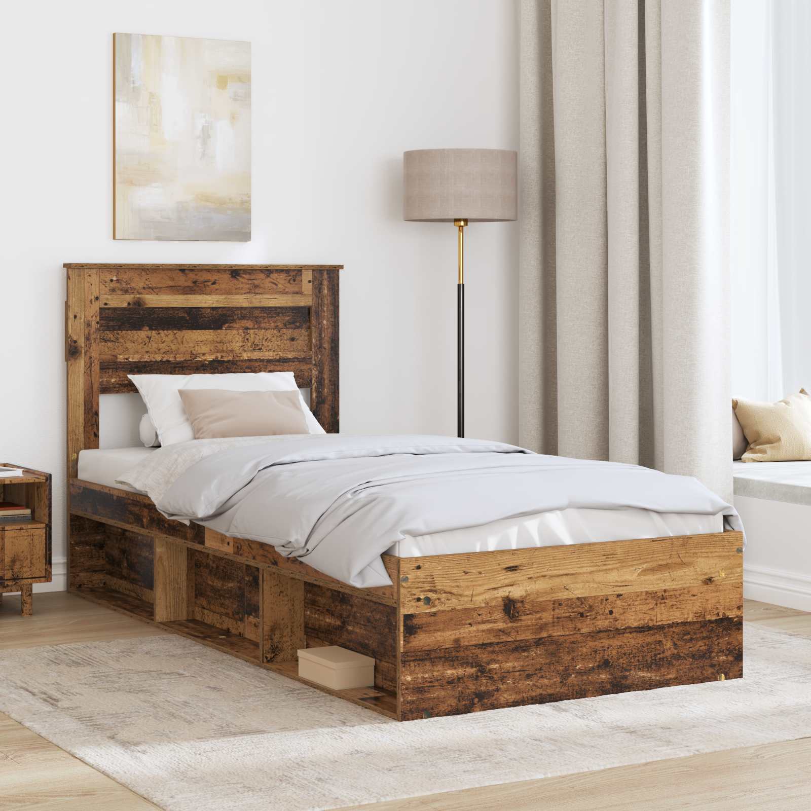 Cadre de lit Bois ancien 90 x 200 cm Bois de pin massif - XIOS