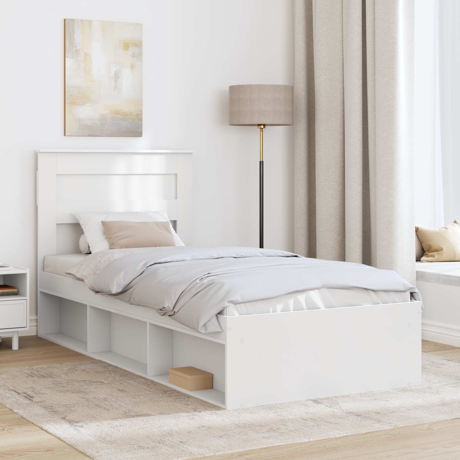 Cadre de lit Uni Blanc 75 x 190 cm Bois de pin massif