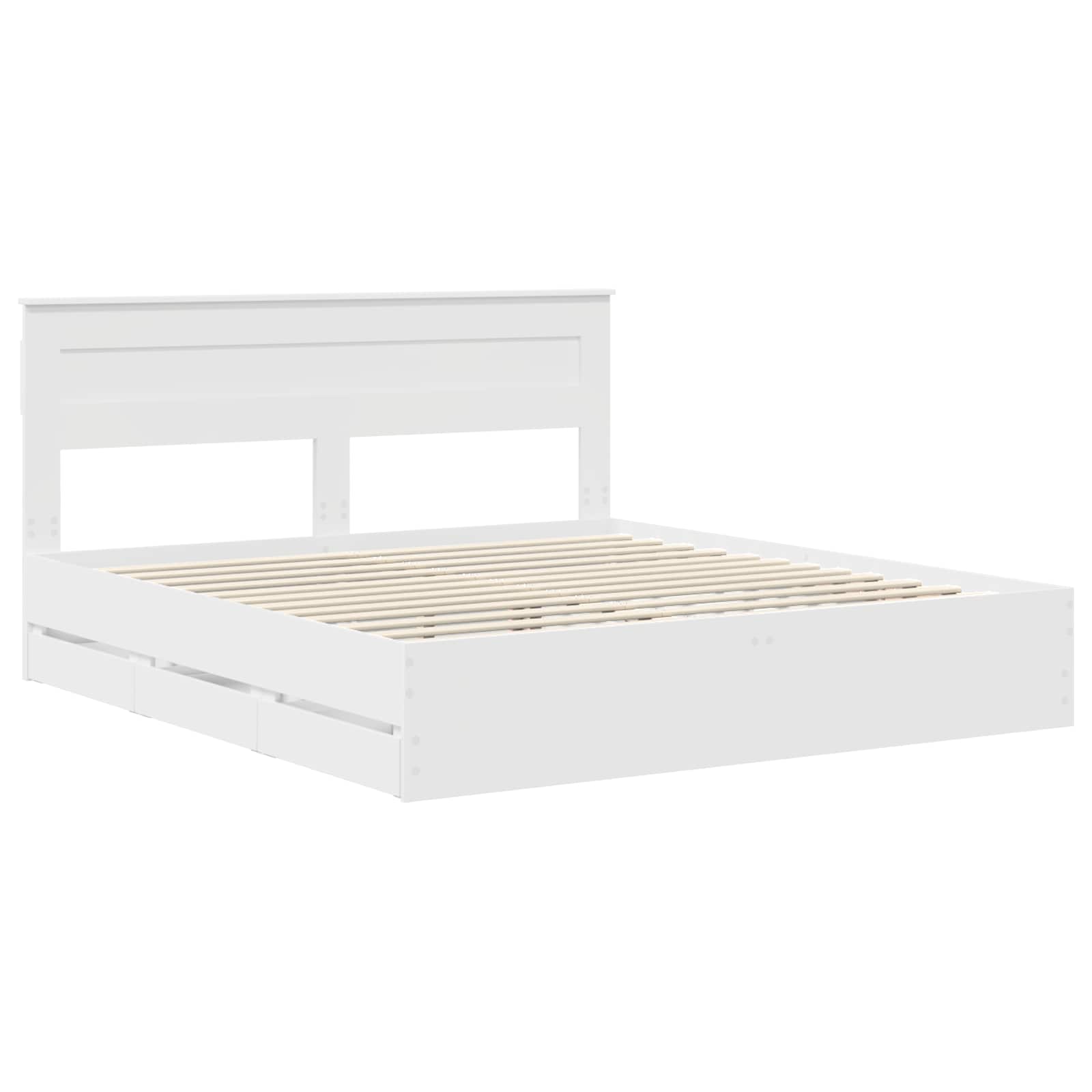 Cadre de lit avec tiroir Blanc 200 x 200 cm Bois Ingénierie - XIOS