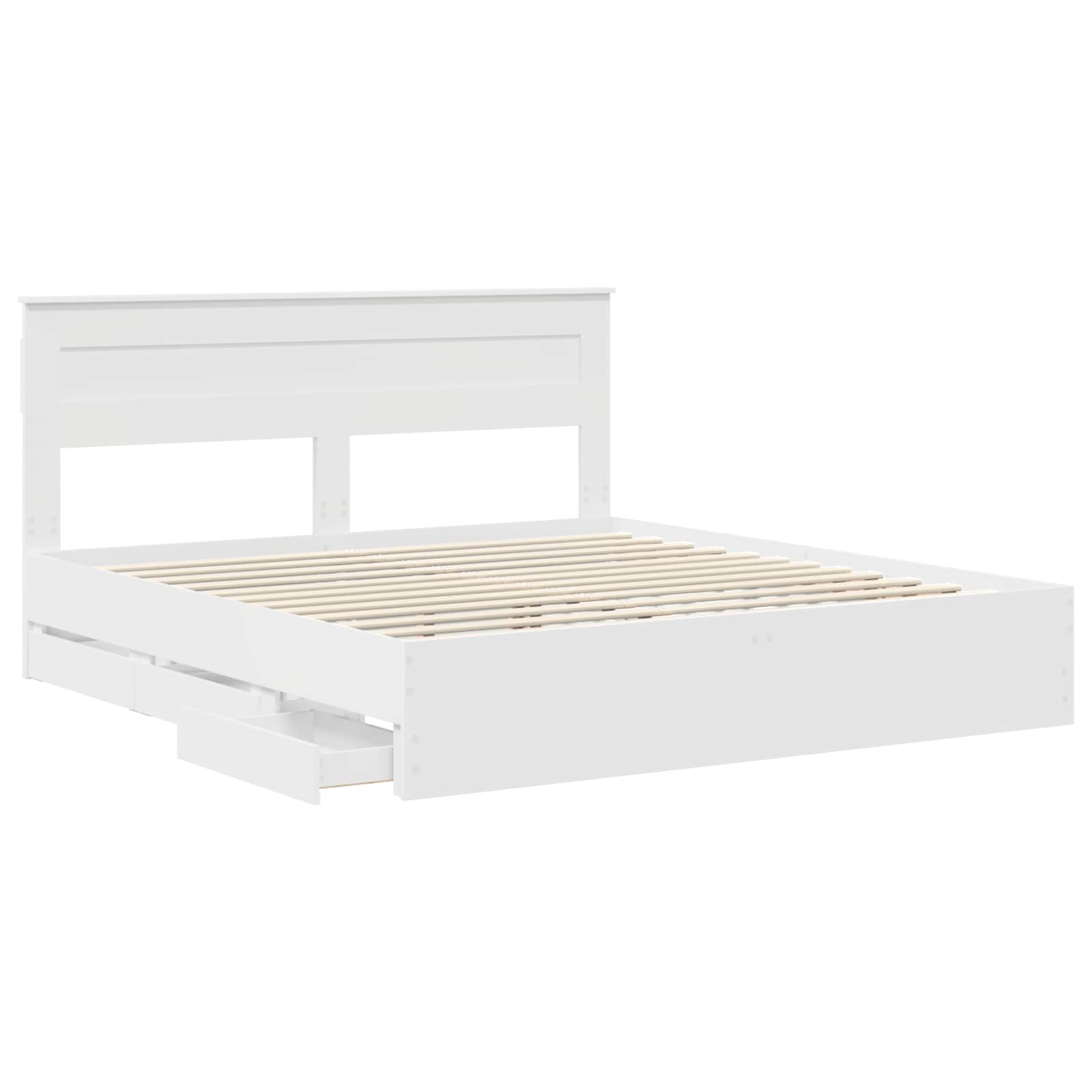 Cadre de lit avec tiroir Blanc 200 x 200 cm Bois Ingénierie - XIOS