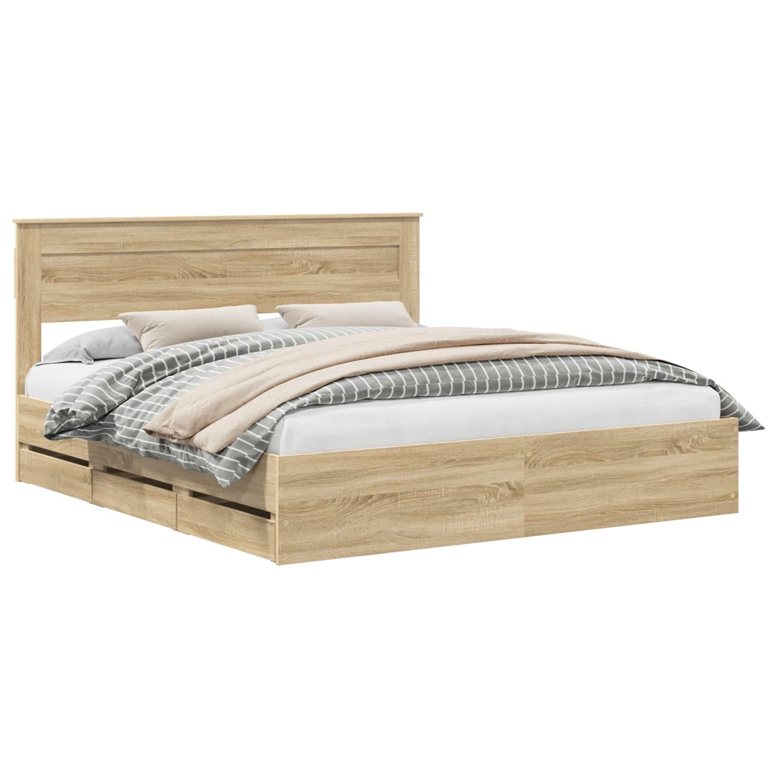 Cadre de lit Chêne Sonoma 200 x 200 cm Bois Ingénierie - XIOS