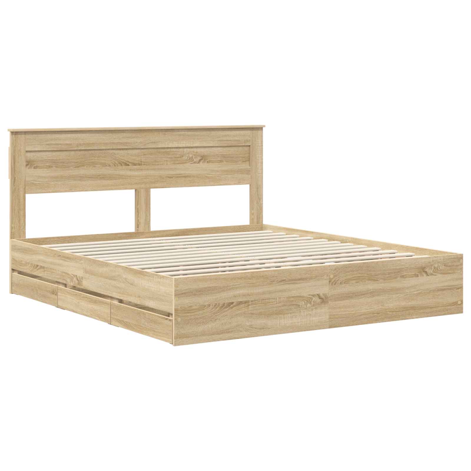 Cadre de lit Chêne Sonoma 200 x 200 cm Bois Ingénierie - XIOS