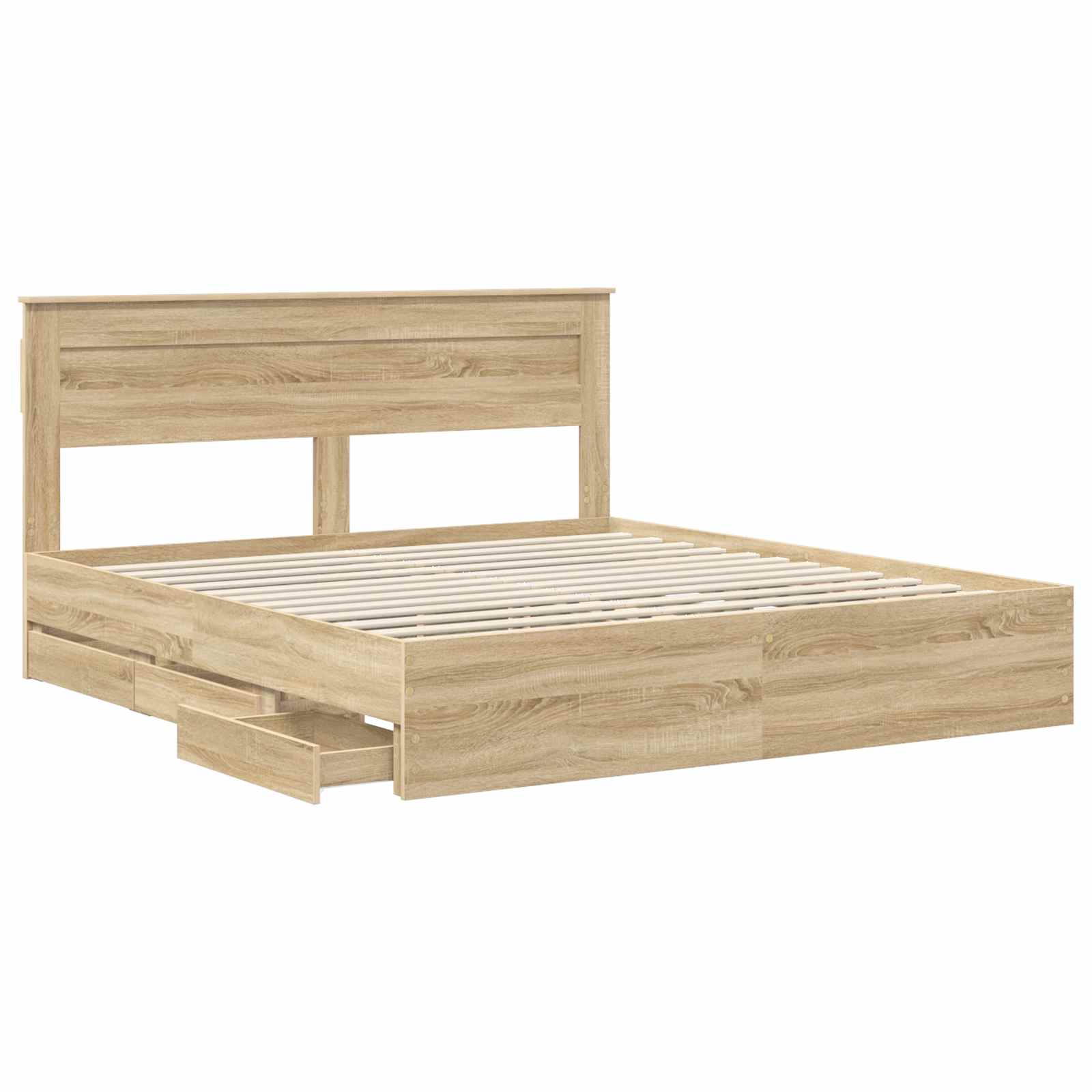 Cadre de lit Chêne Sonoma 200 x 200 cm Bois Ingénierie - XIOS