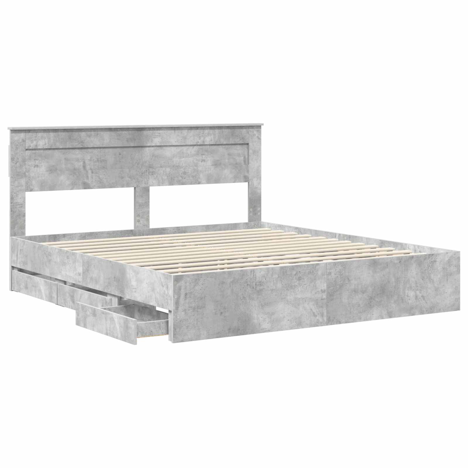 Cadre de lit Gris béton 200 x 200 cm Bois Ingénierie - XIOS