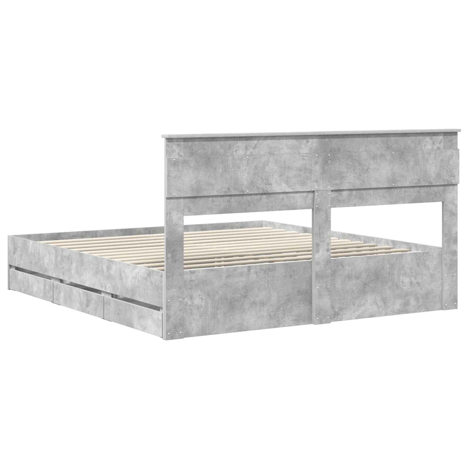 Cadre de lit Gris béton 200 x 200 cm Bois Ingénierie - XIOS