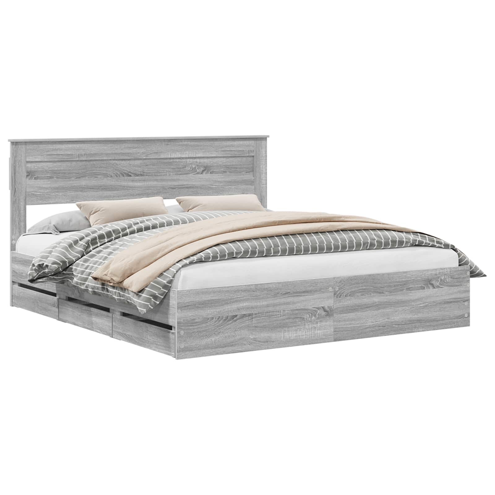 Cadre de lit Gris Sonoma 200 x 200 cm Bois Ingénierie - XIOS