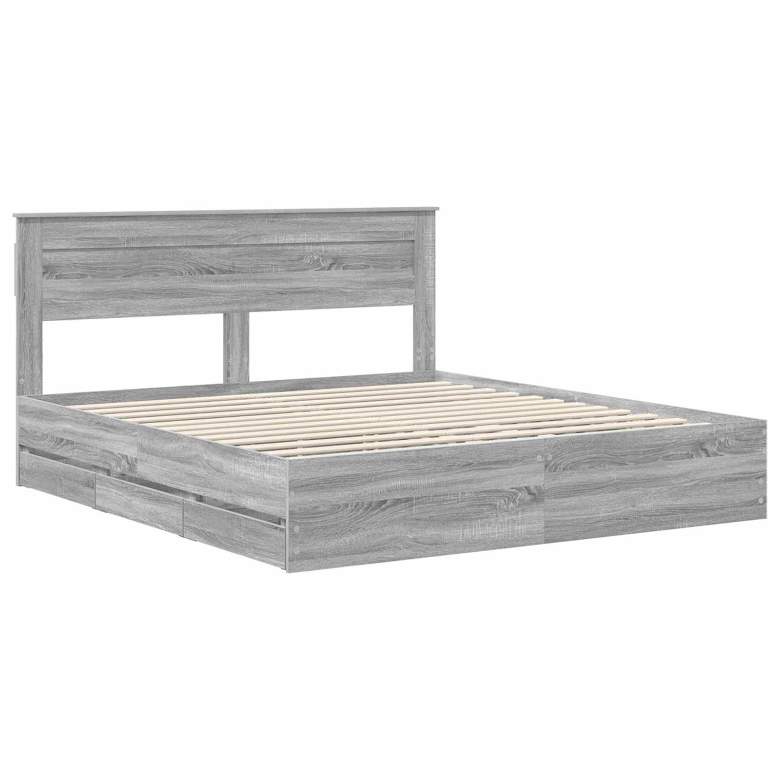 Cadre de lit Gris Sonoma 200 x 200 cm Bois Ingénierie - XIOS