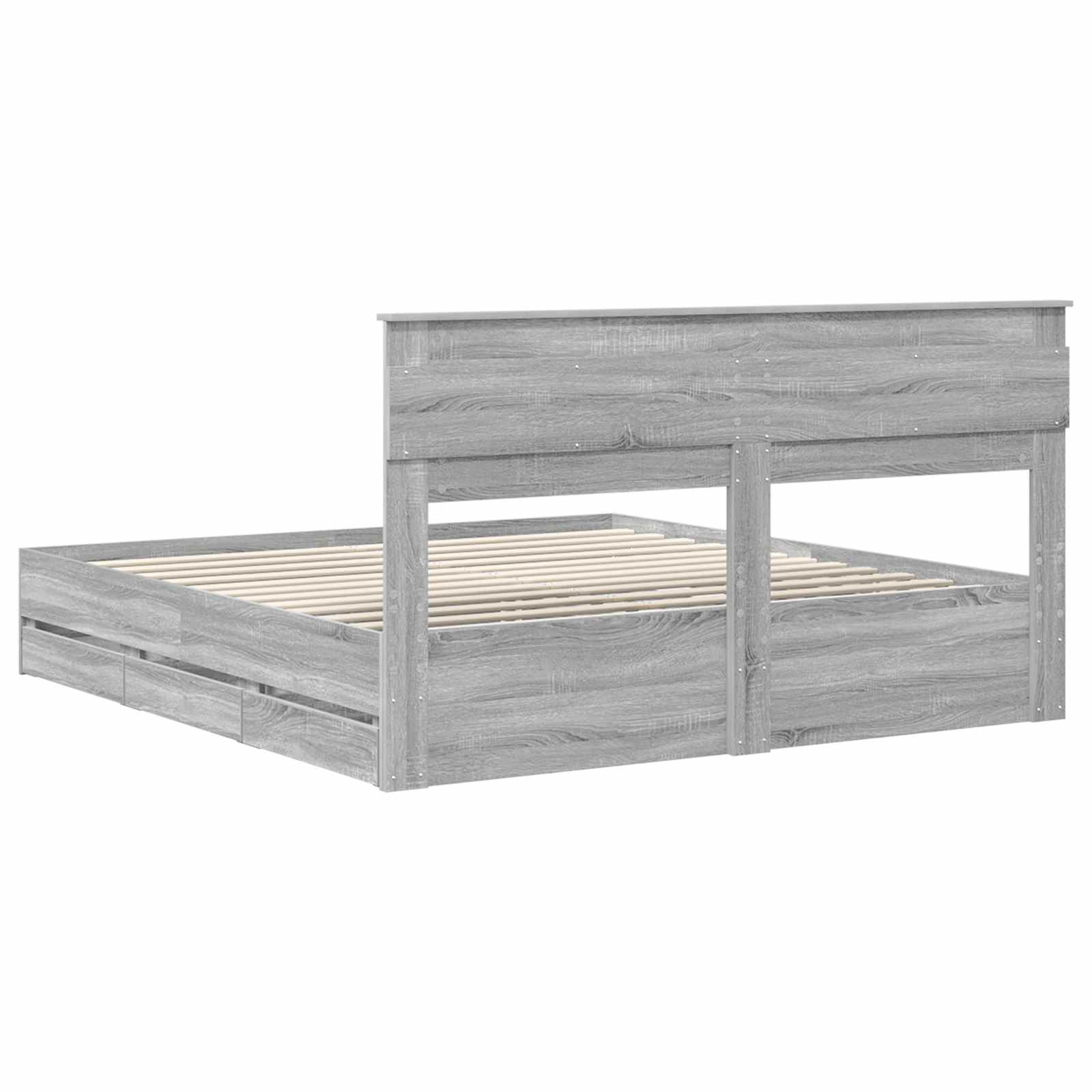 Cadre de lit Gris Sonoma 200 x 200 cm Bois Ingénierie - XIOS