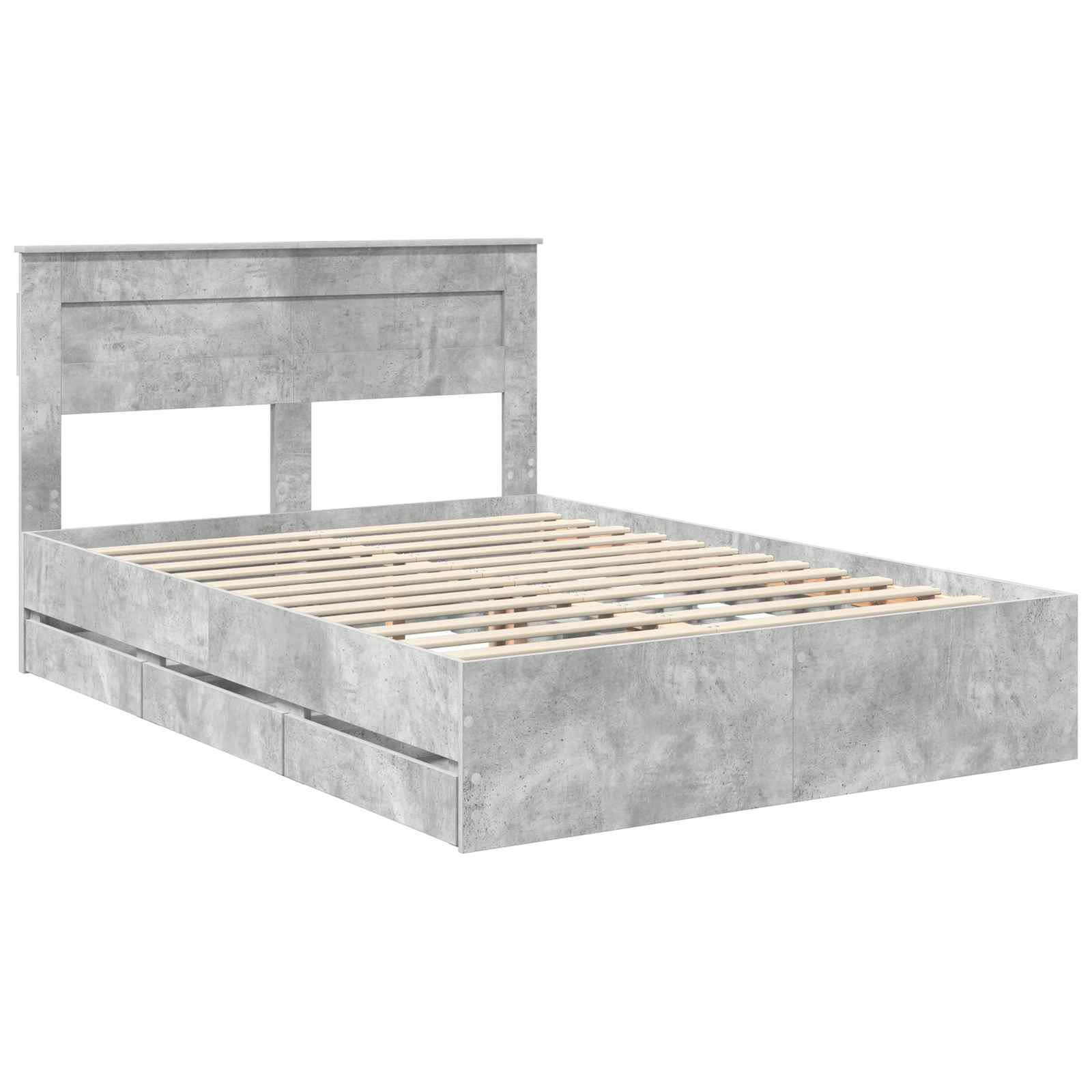 Cadre de lit Gris béton 140 x 190 cm Bois Ingénierie - XIOS