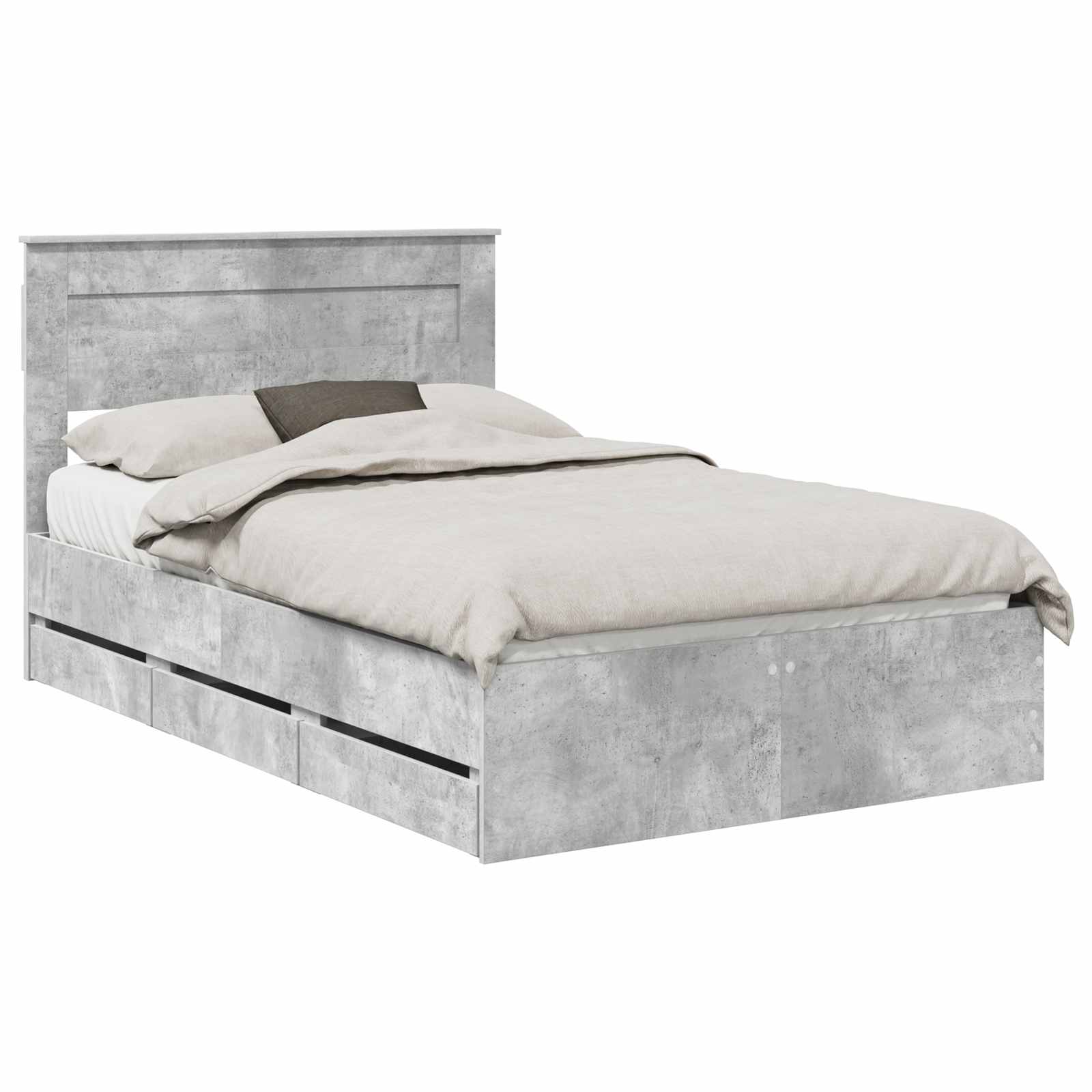 Cadre de lit Gris béton 135 x 190 cm Bois Ingénierie - XIOS