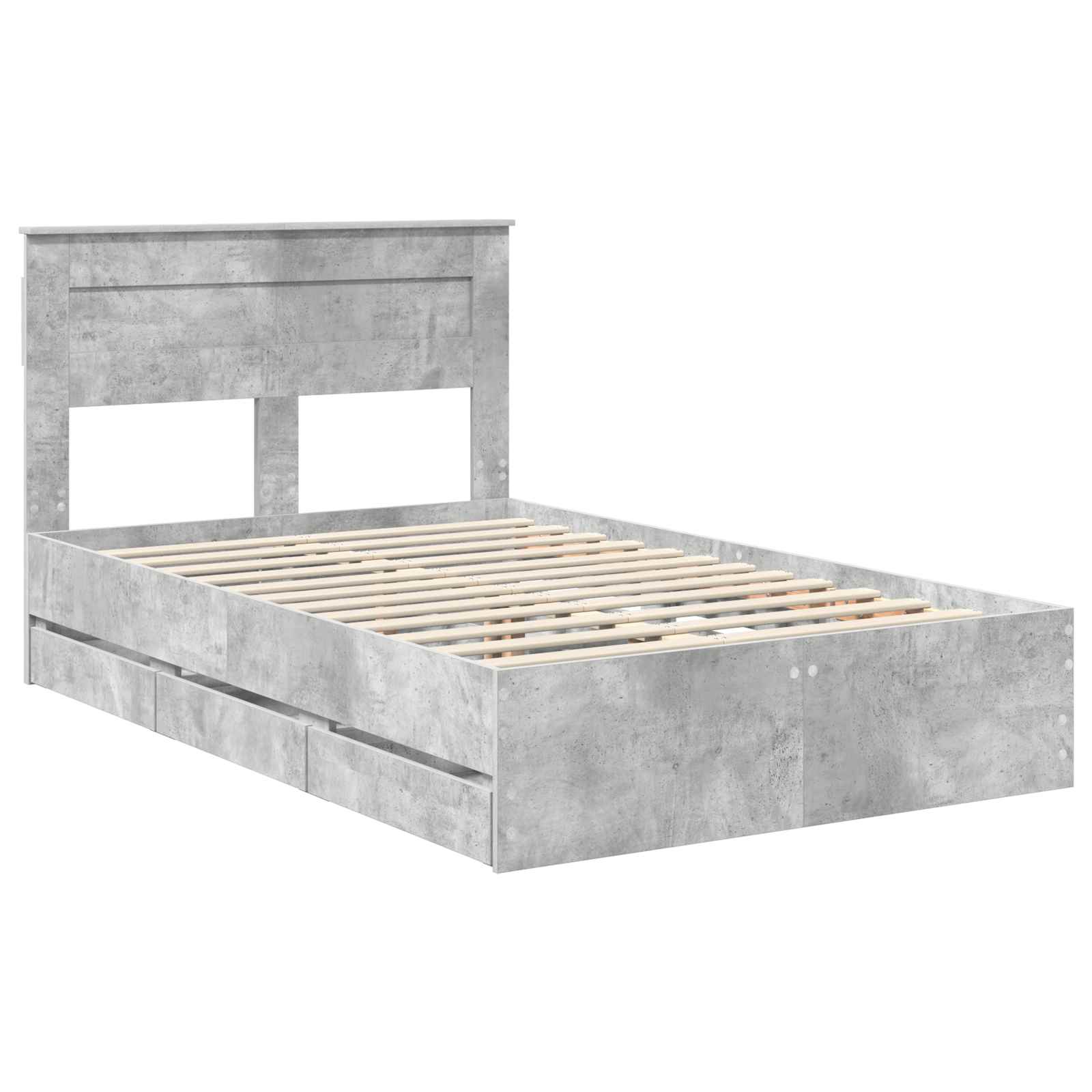 Cadre de lit Gris béton 135 x 190 cm Bois Ingénierie - XIOS