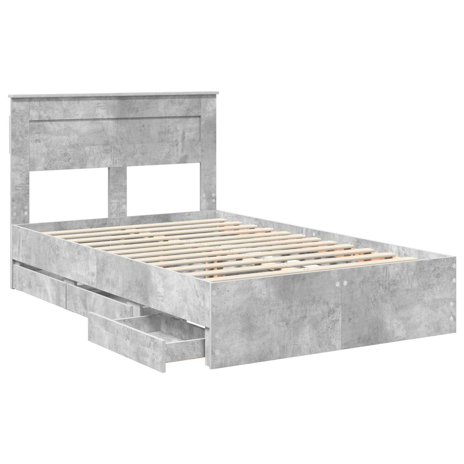 Cadre de lit Gris béton 135 x 190 cm Bois Ingénierie - XIOS